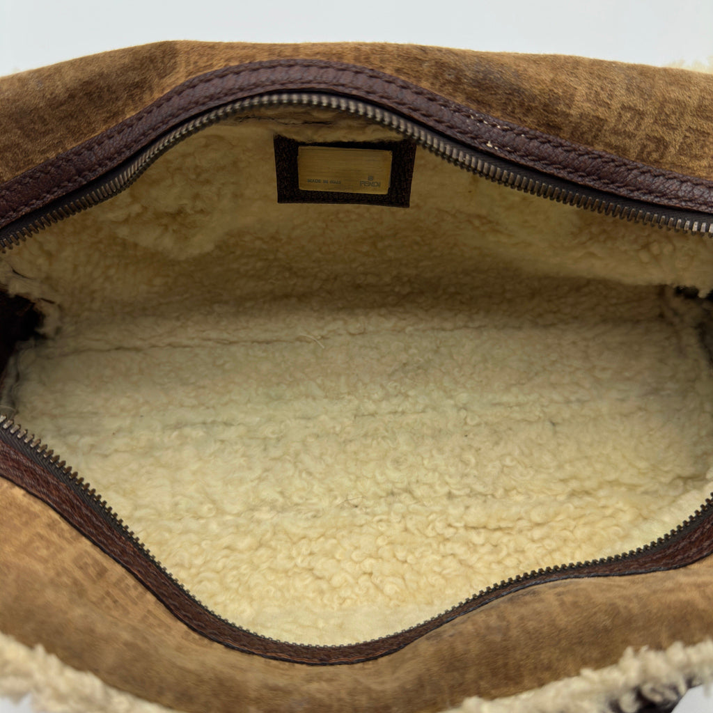 Fendi Shearling Leather Mouton Brown Handbag