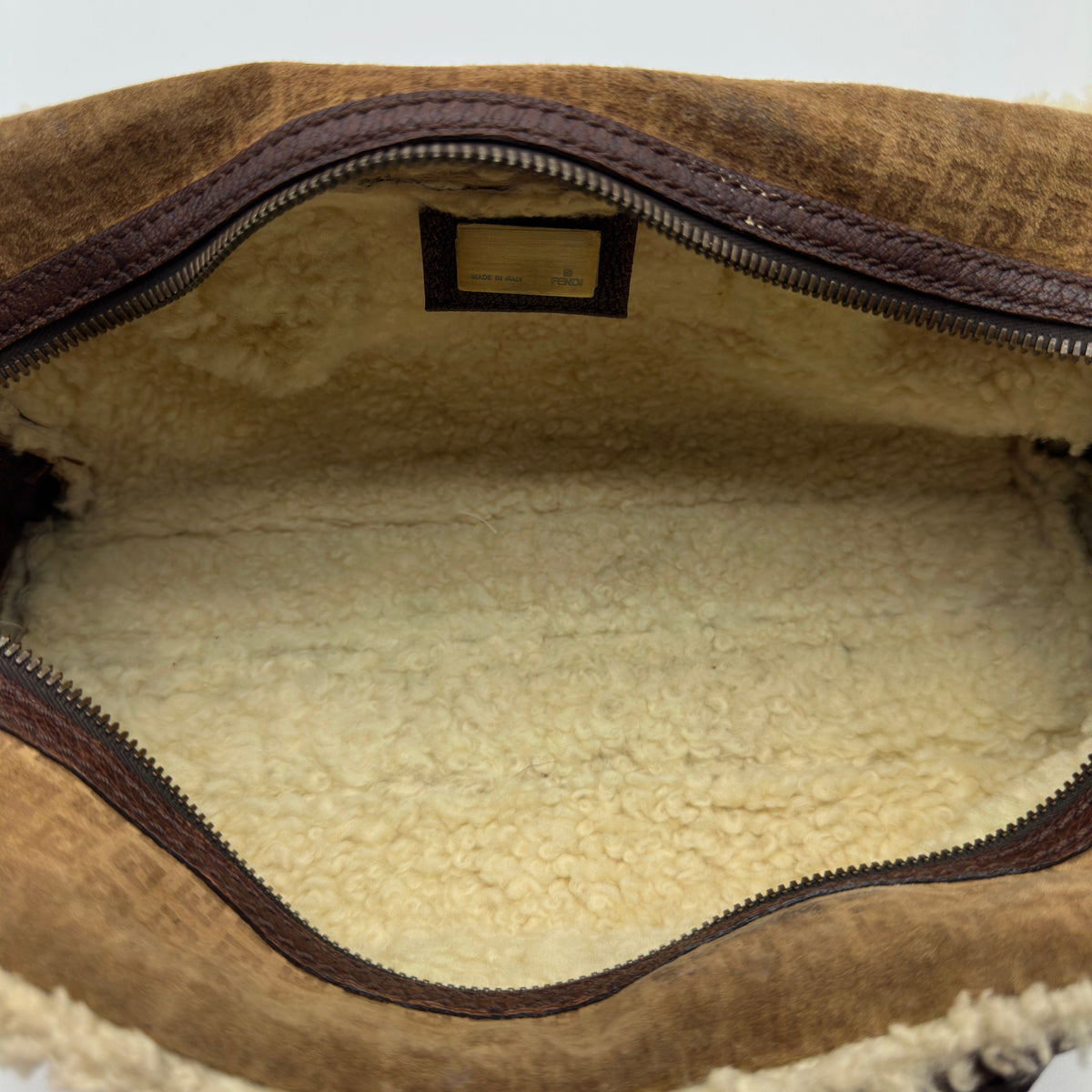 Fendi Shearling Leather Mouton Brown Handbag