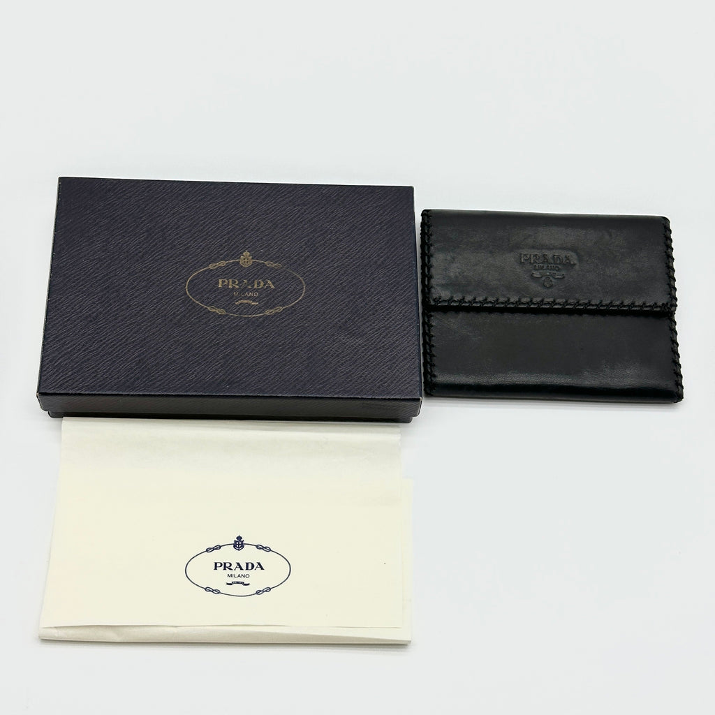 Prada Leather Black Trifold Wallet