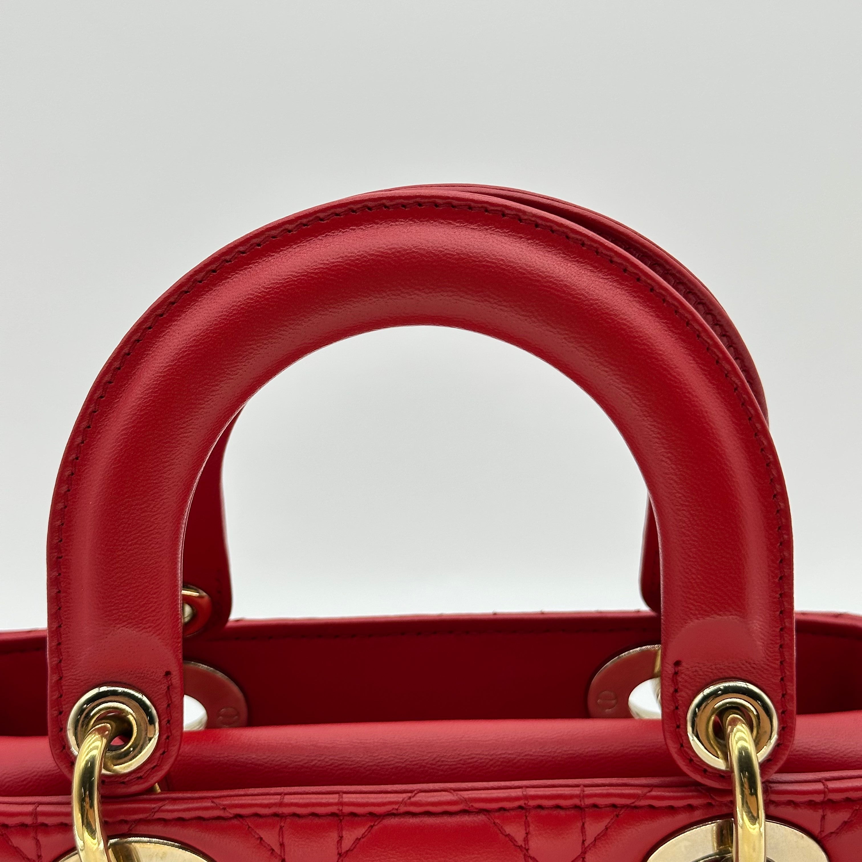 Christian Dior Lambskin Small My ABCDior Lady Dior red