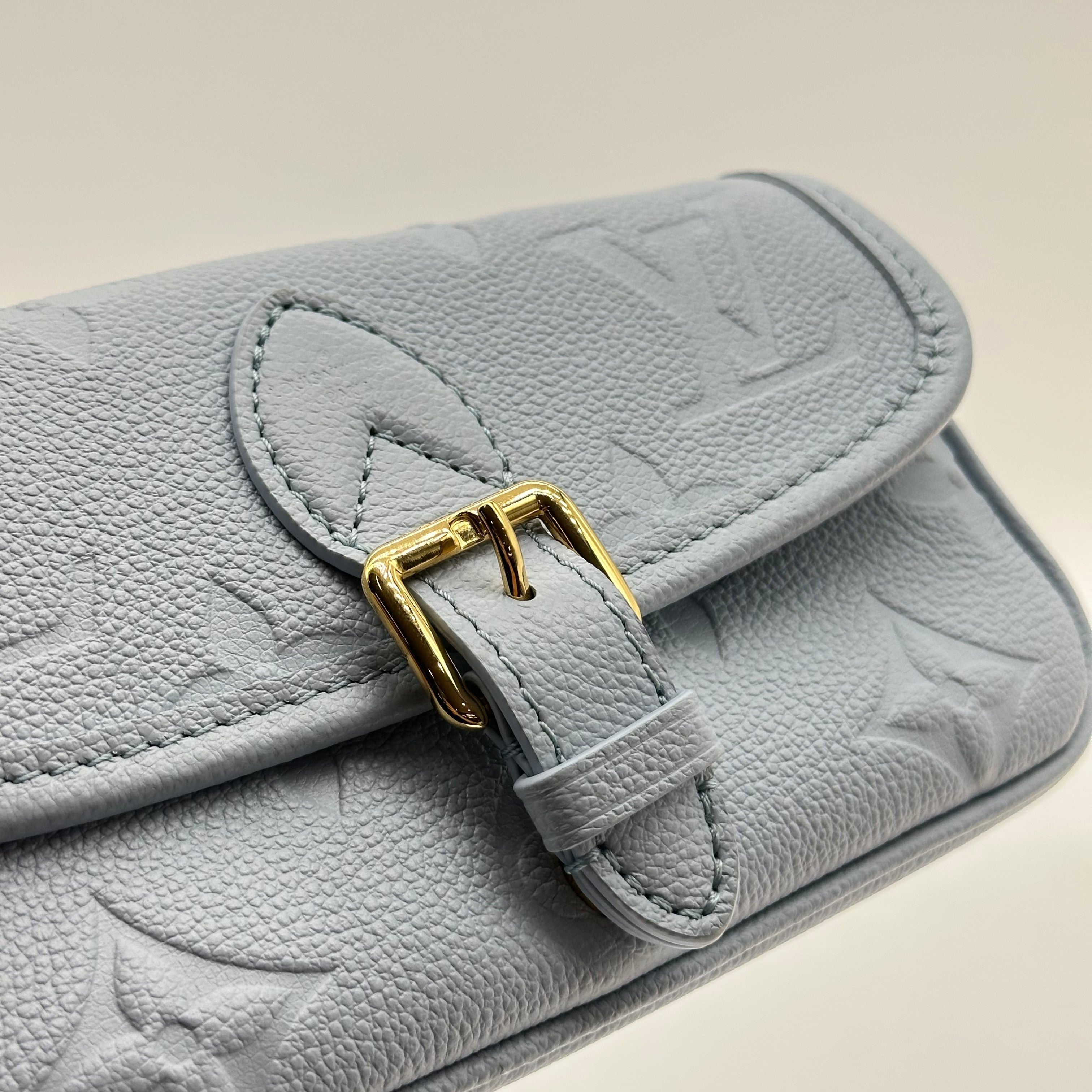 Louis Vuitton Nano Diane Monogram Empreinte Leather Crossbody Bag Blue M83592 RFID