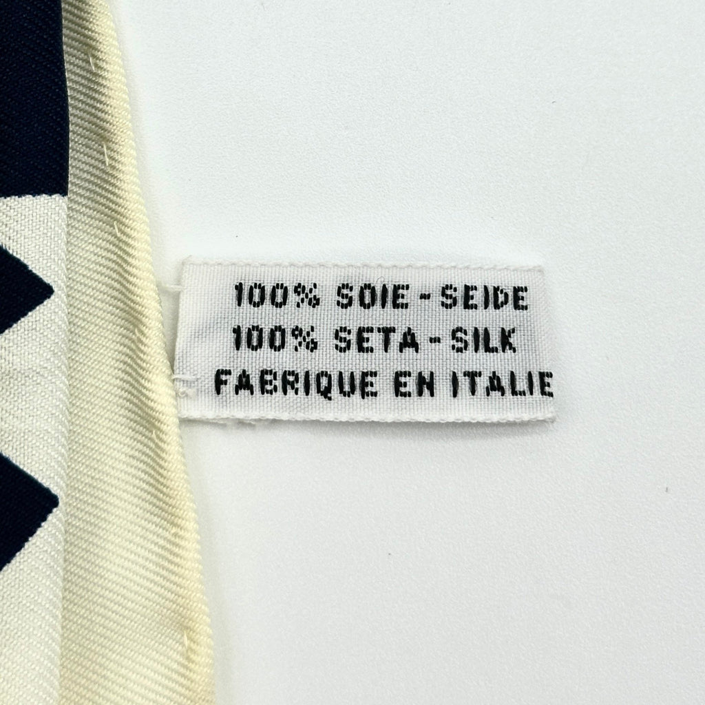 Chanel Jewelry Print Silk Navy Ivory Scarf
