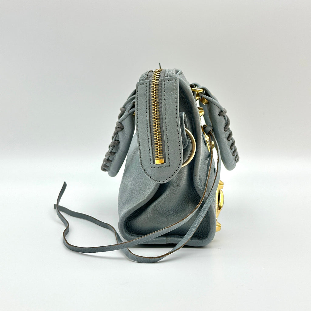 Balenciaga Leather Classic Metallic Edge Mini City Gray 2-Way Handbag