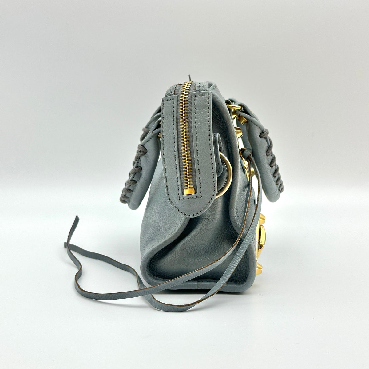 Balenciaga Leather Classic Metallic Edge Mini City Gray 2-Way Handbag