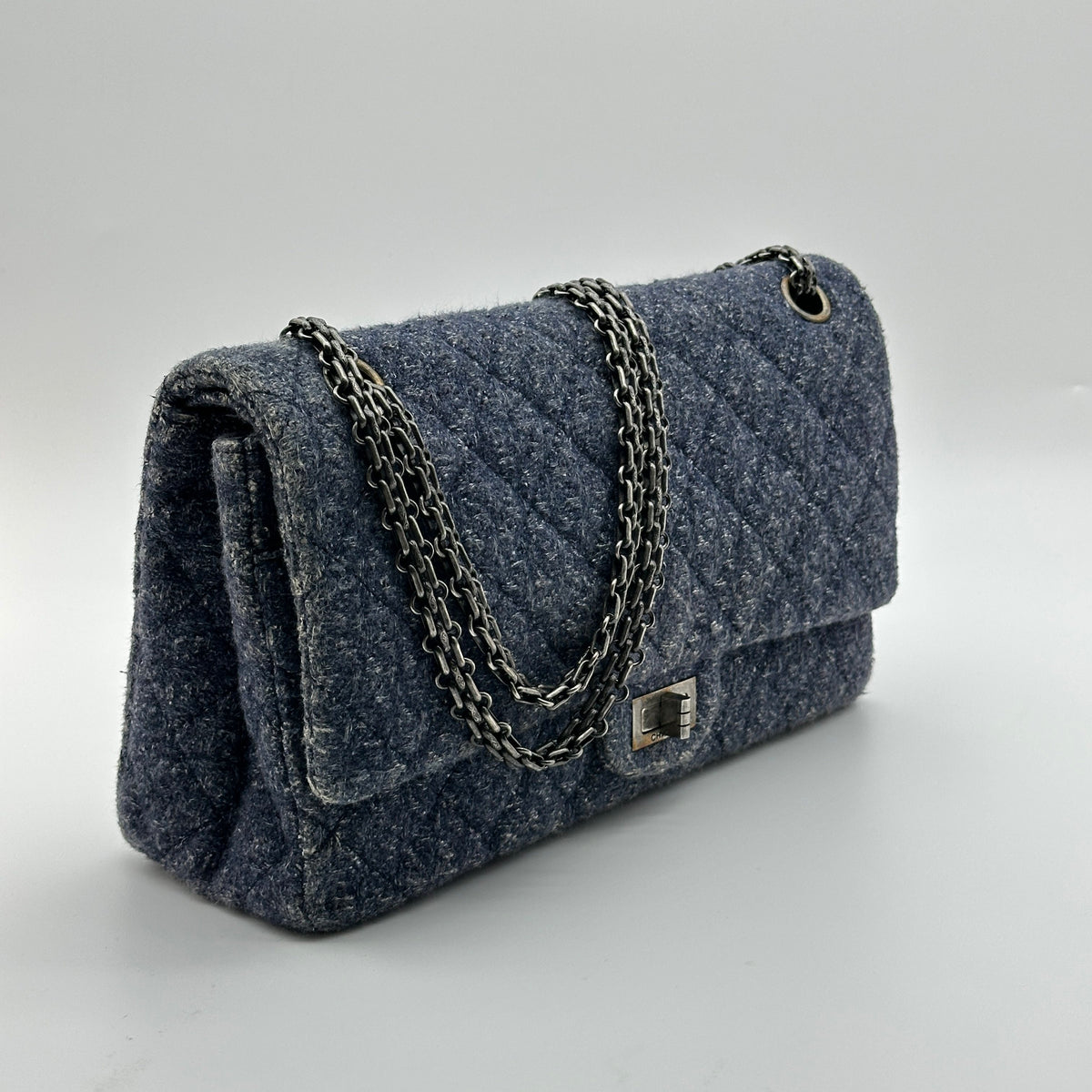 Chanel Quilted Denim Blue Chain Shoulder Bag