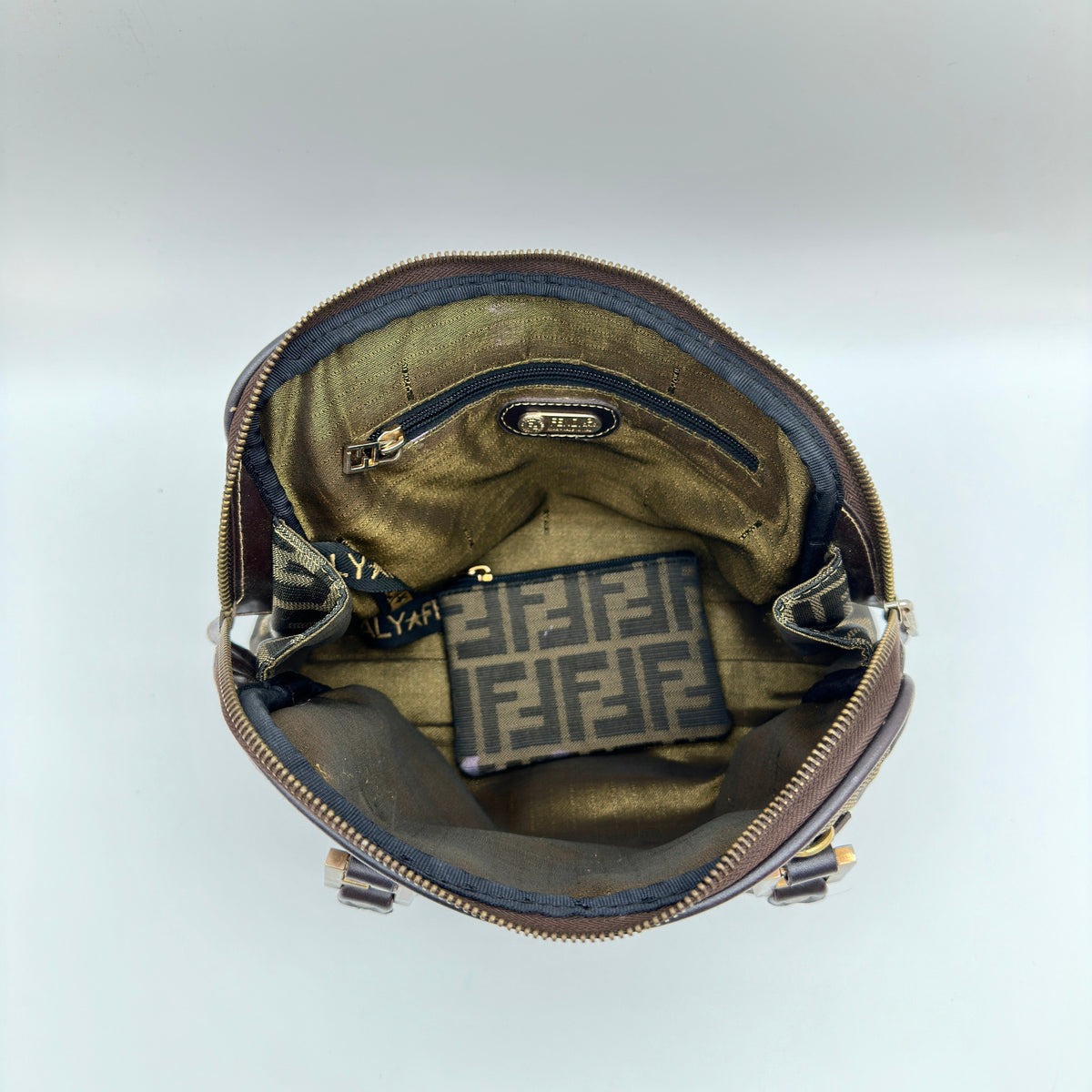 Fendi Zucca Canvas Dome Small Brown Handbag