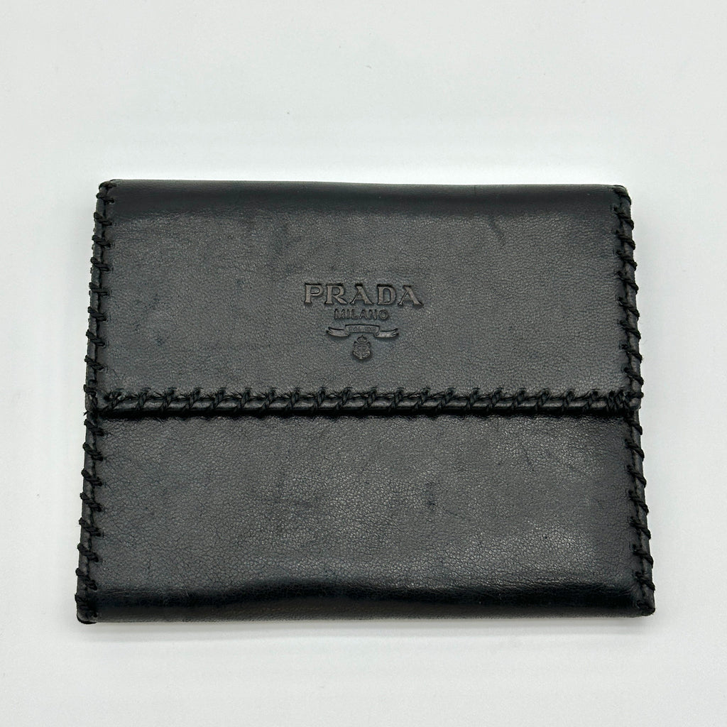 Prada Leather Black Trifold Wallet
