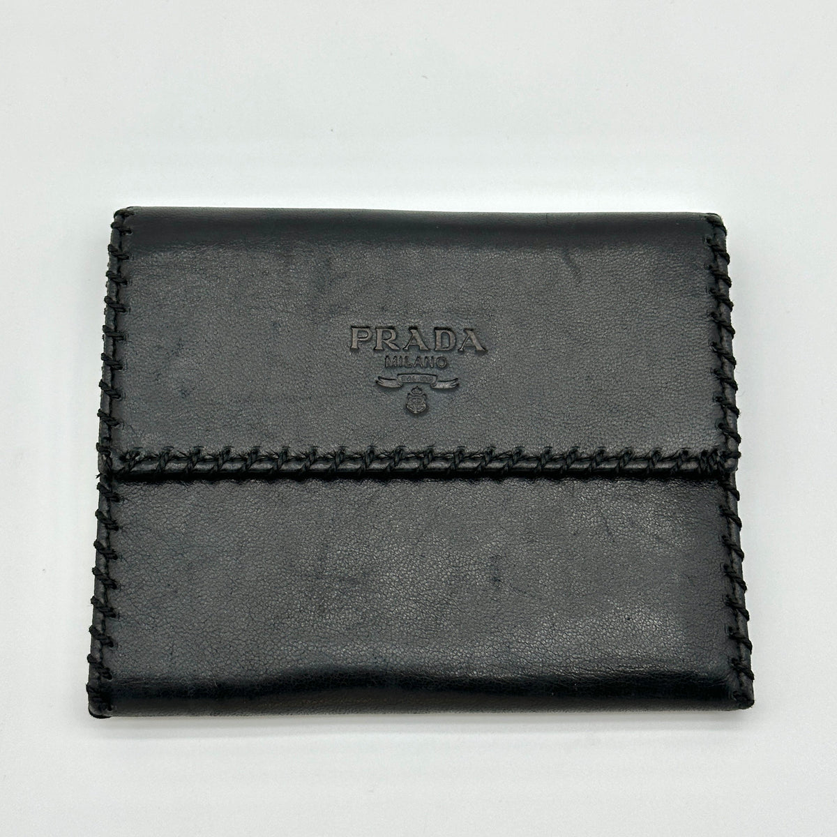 Prada Leather Black Trifold Wallet