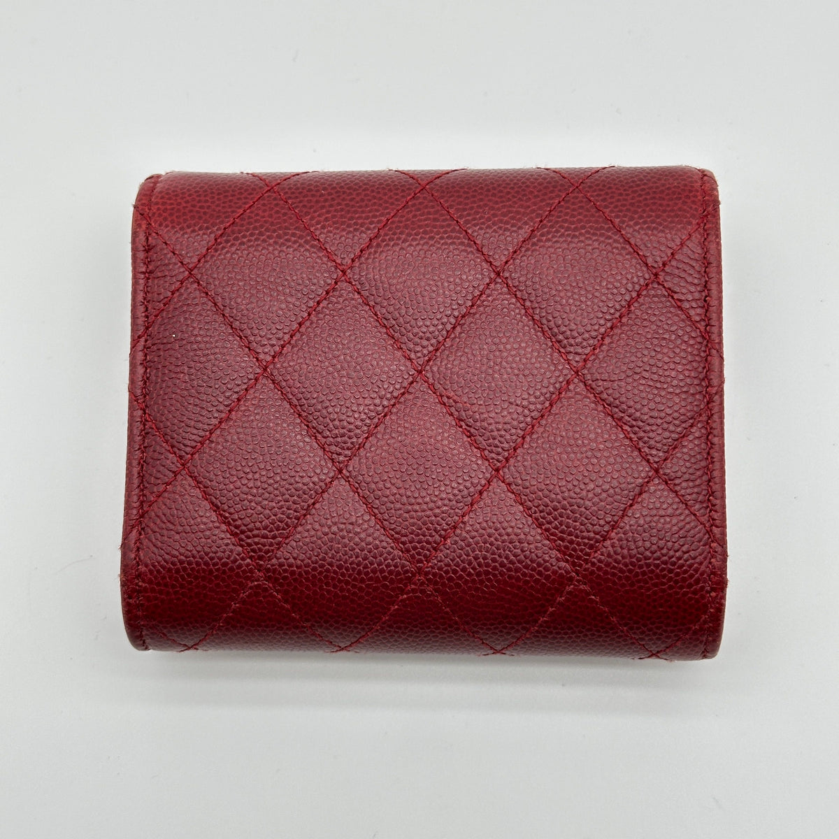 Chanel Quilted Caviar Calfskin Red Compact Wallet