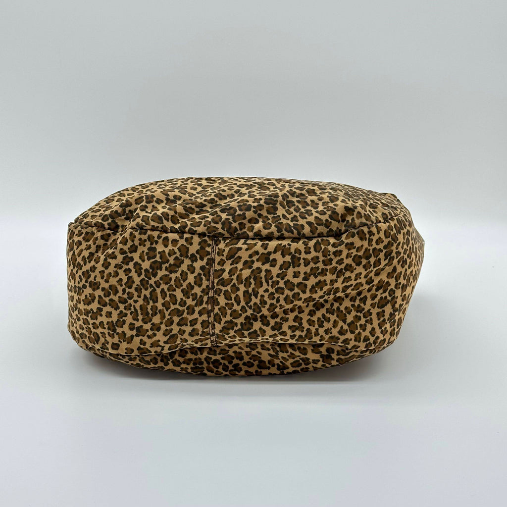 bottega Veneta  nylon leopard print hobo shoulder bag