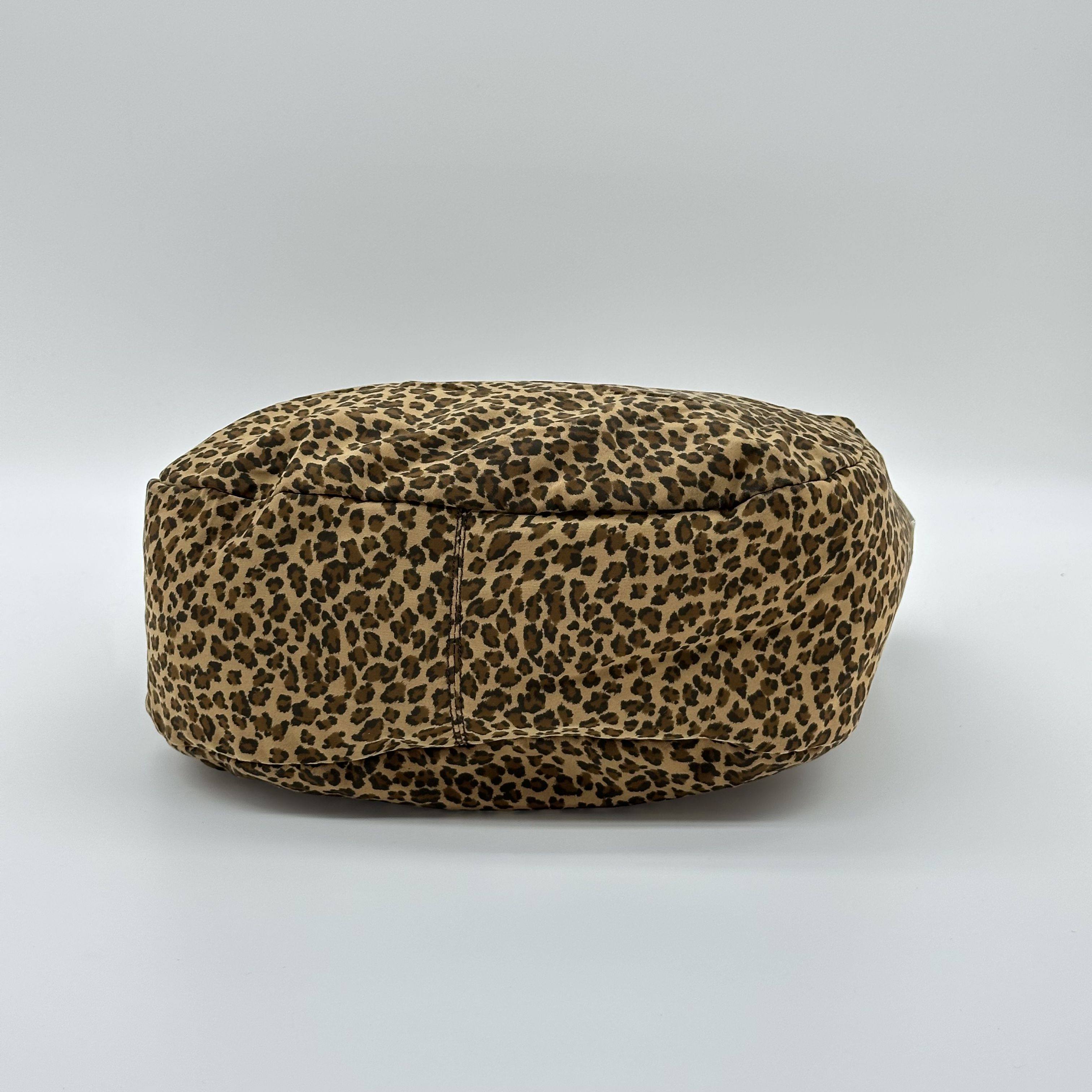 bottega Veneta  nylon leopard print hobo shoulder bag