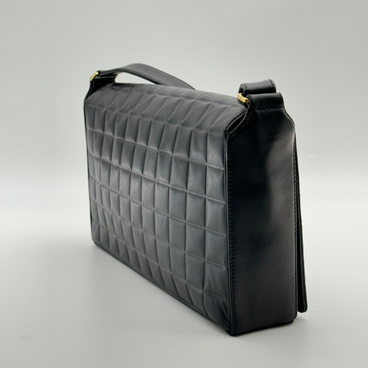 Chanel Choco Bar Quilted Black Leather Shoulder Bag