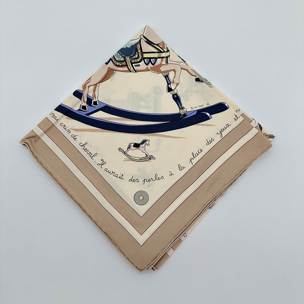 Hermes Carré 90 丝巾木马印花带标签