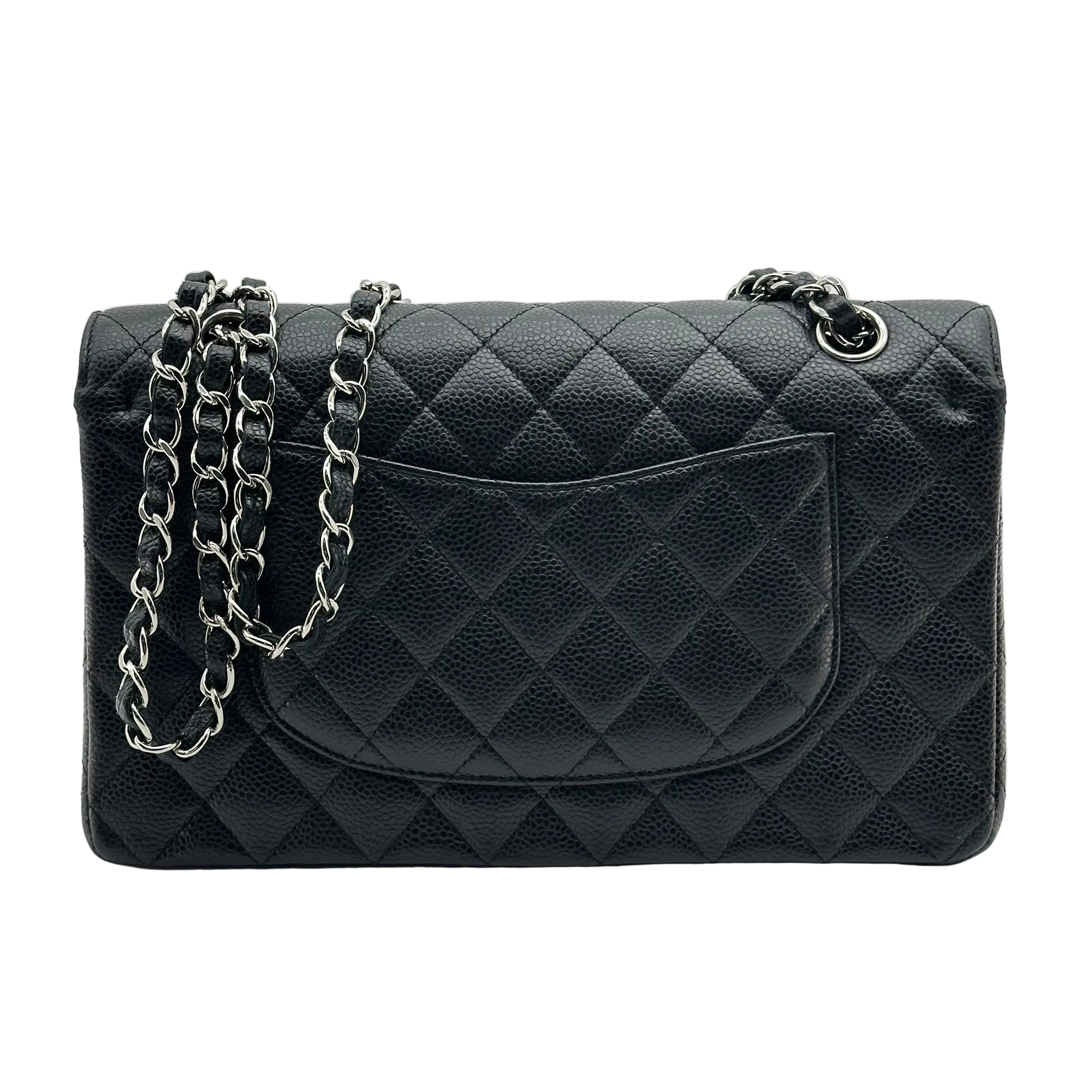 Chanel Black Caviar Medium Classic Double Flap Bag SV