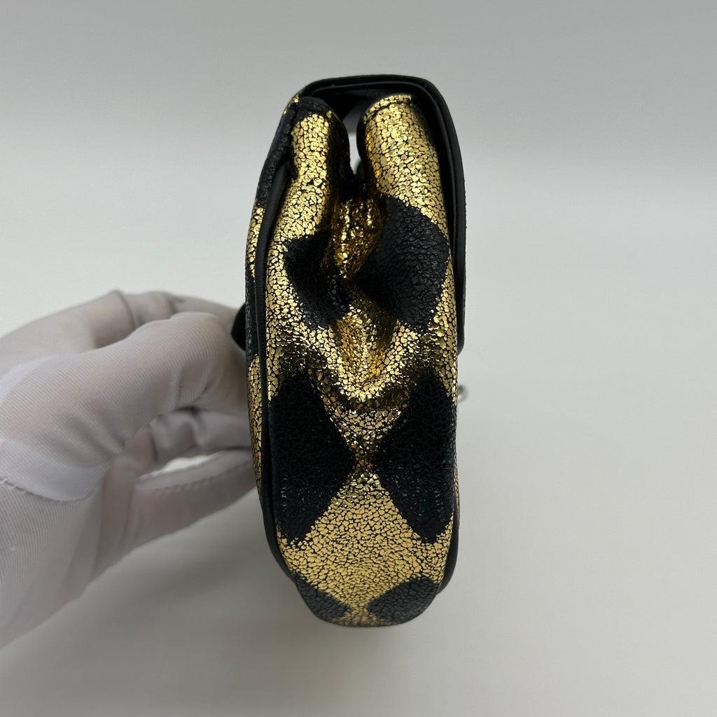 Gucci Metallic Diamond Calfskin Black Gold Belt Bag