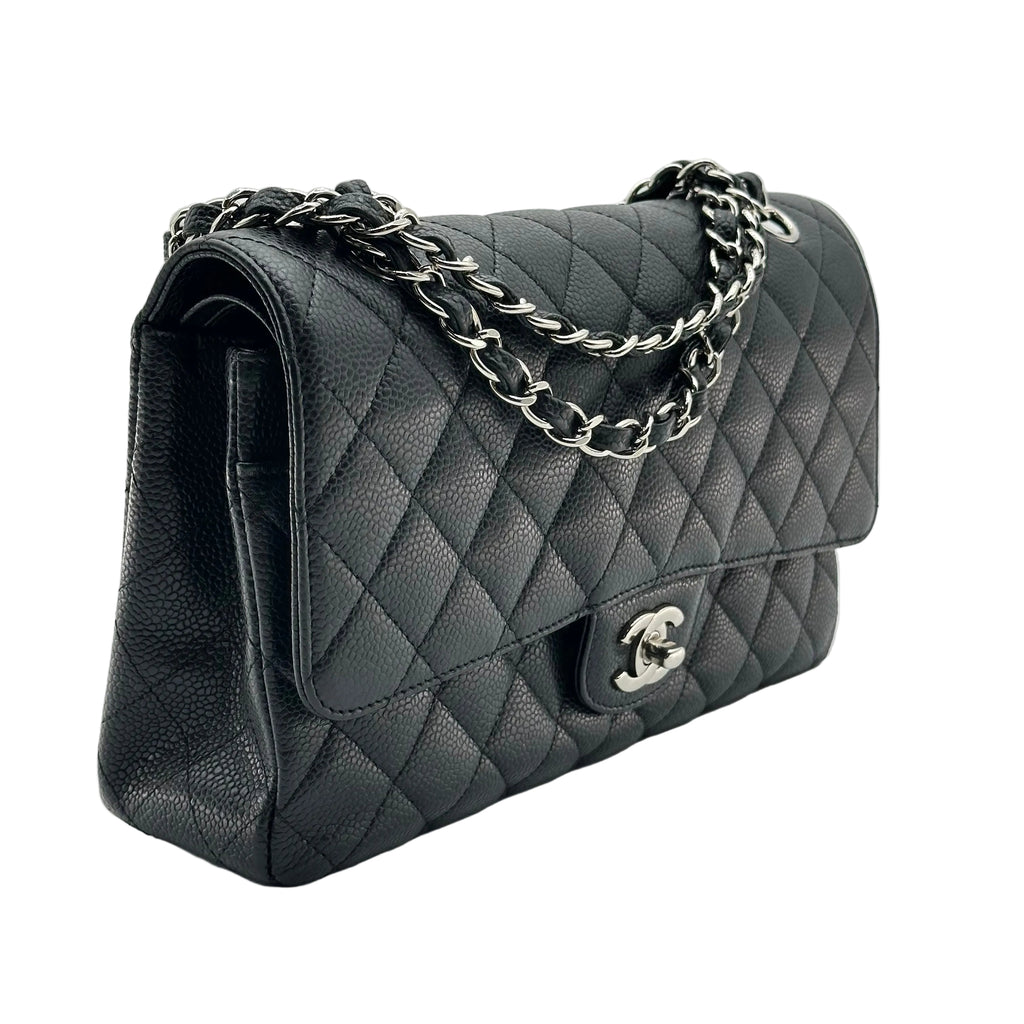 Chanel Black Caviar Medium Classic Double Flap Bag SV