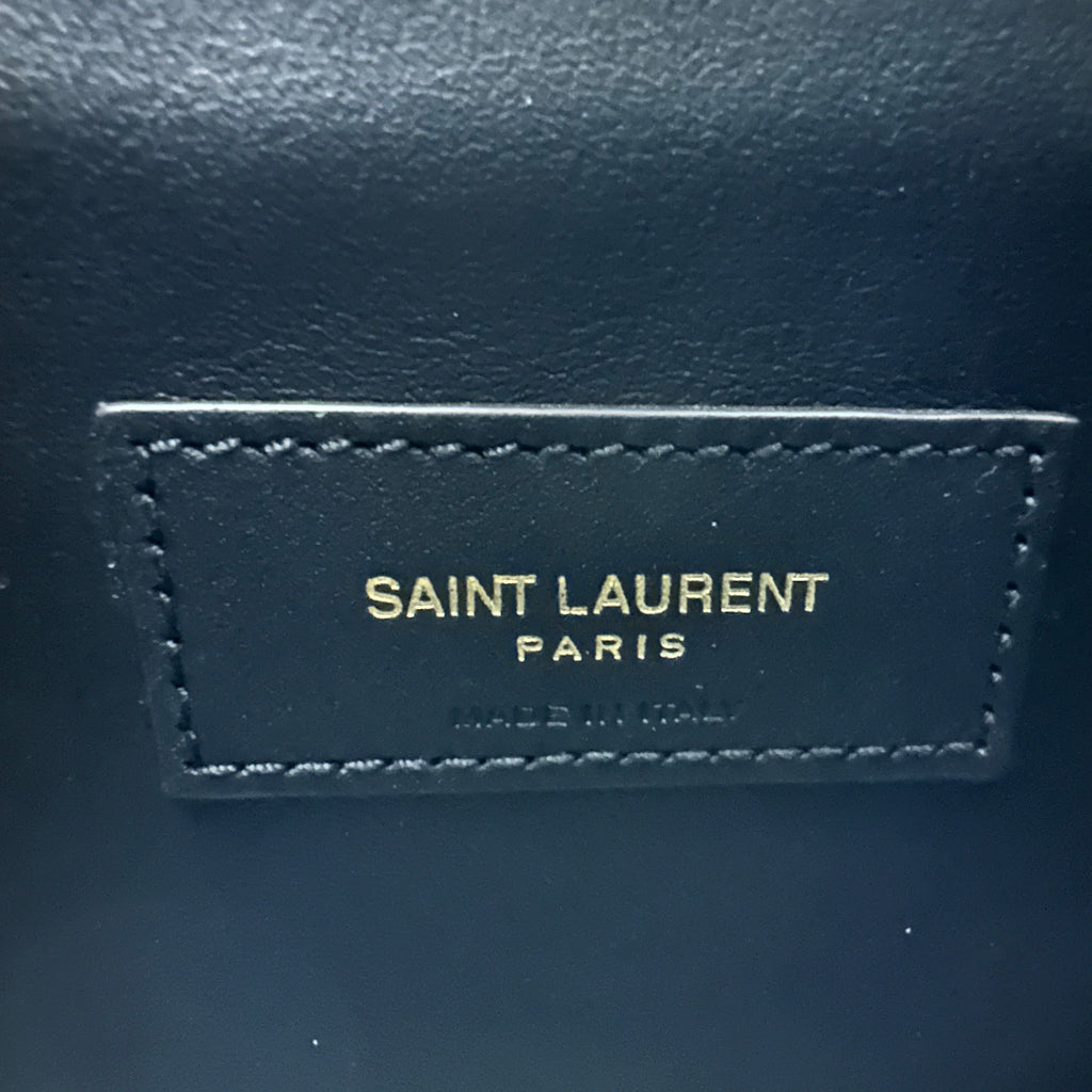 Saint Laurent Le5A7 Black Leather Bucket Hobo Shoulder Tote Bag Small