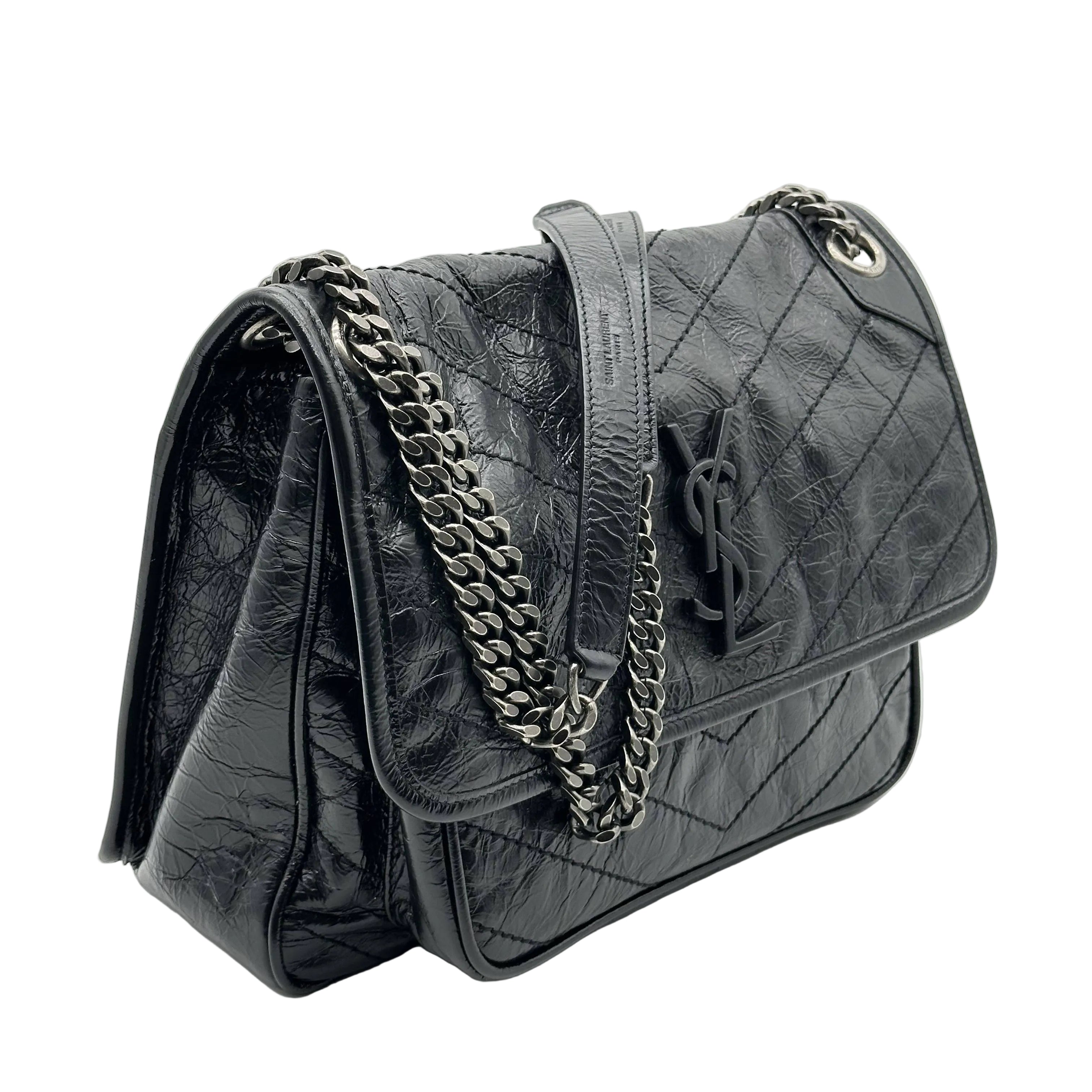 Saint Laurent Paris Niki Leather Chain Shoulder Bag Black