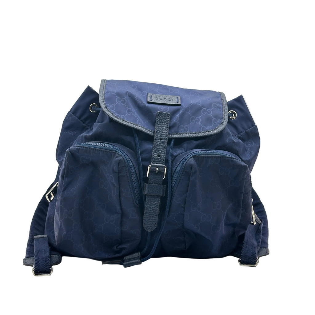 Gucci Nylon Guccissima Monogram Blue Backpack