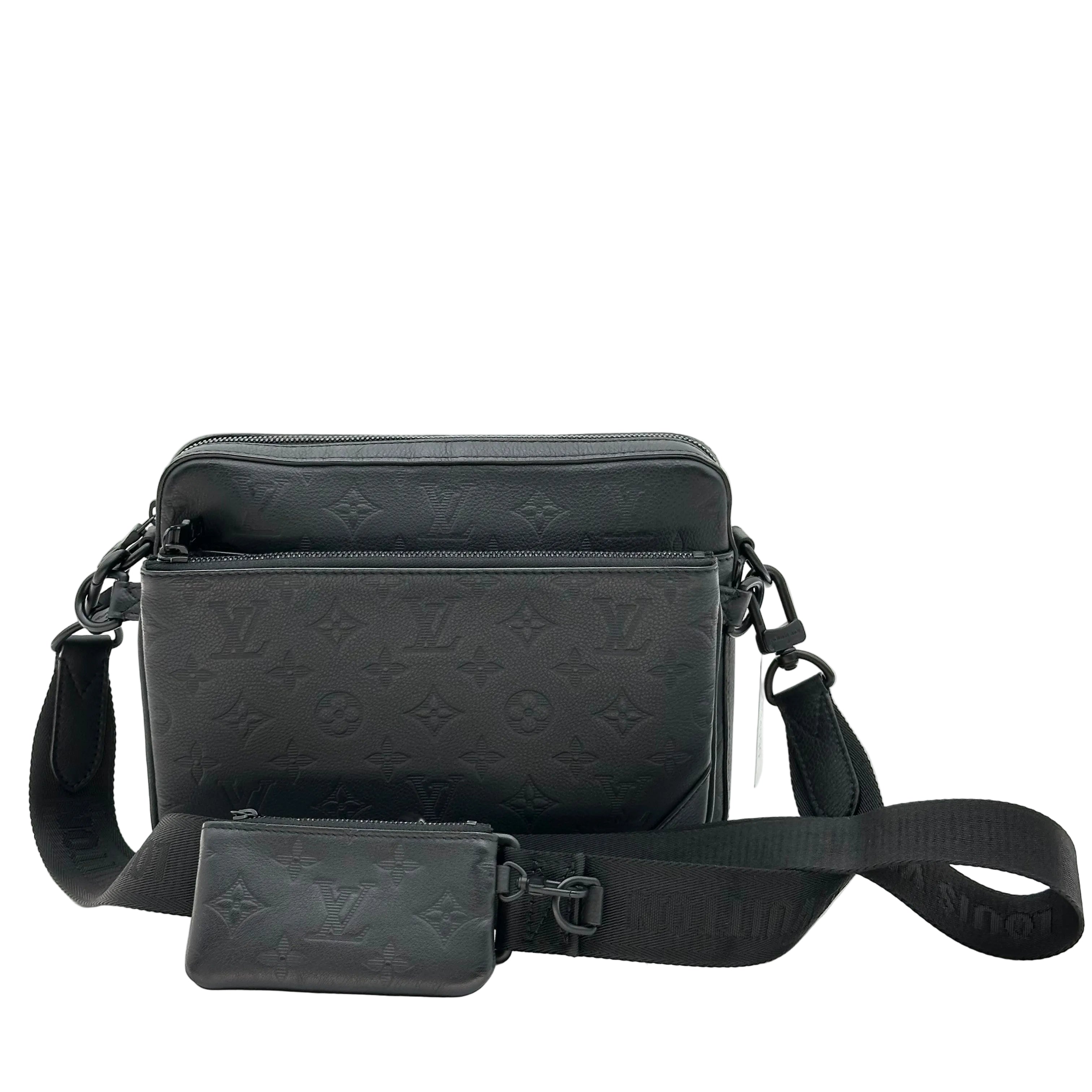 Louis Vuitton Monogram Shadow Trio Messenger M46602 Black with RFID