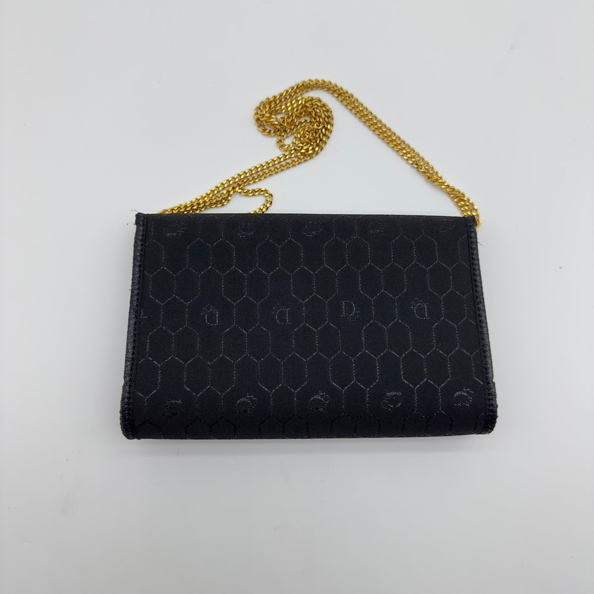Dior Honeycomb PVC Logo Flap Small Black Chain Shoulder Bag