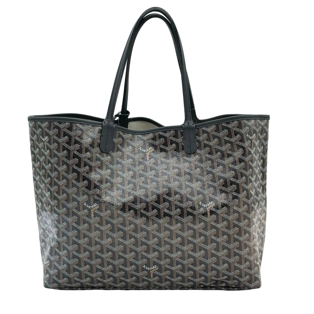 Goyard Saint Louis PM 手提包黑色 Monogram 帆布 PVC 皮革单肩购物袋