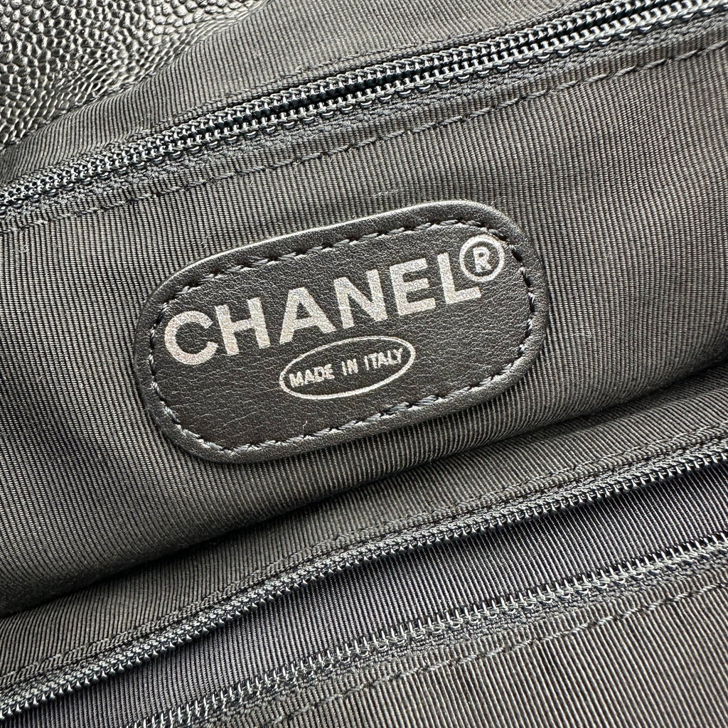 chanel caviar cc backpack black caviar leather