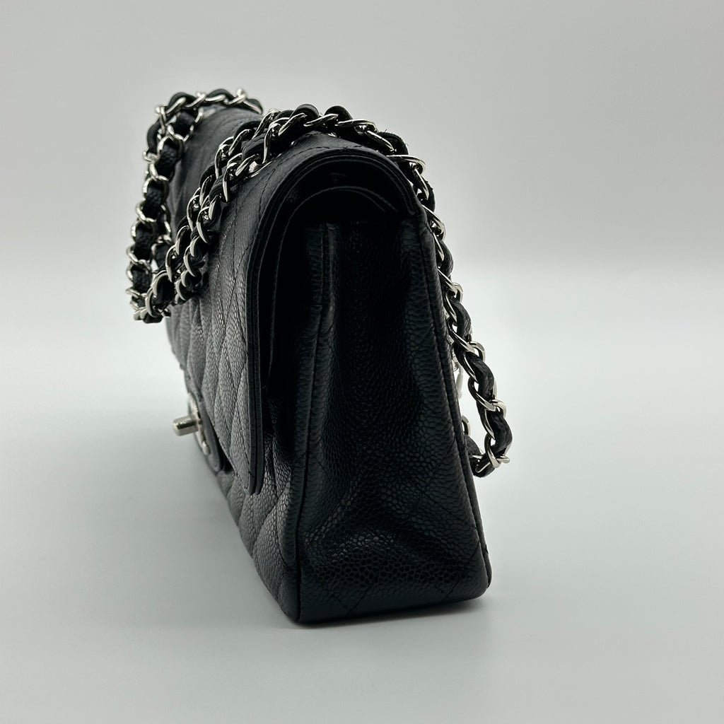 Chanel Black Caviar Medium Classic Double Flap Bag SV