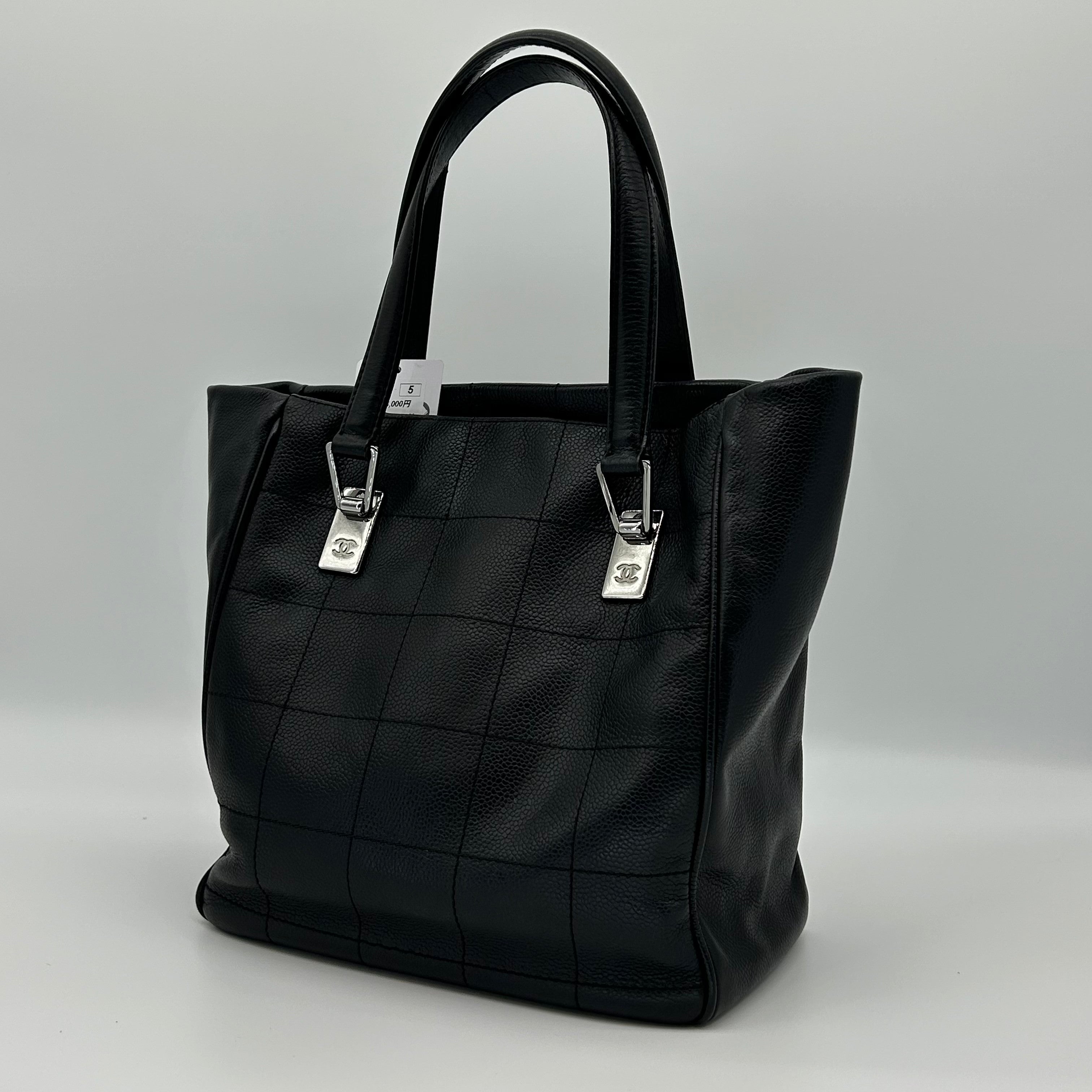 Chanel Tote Black Cavier Leather Silver Hardware 8 Series