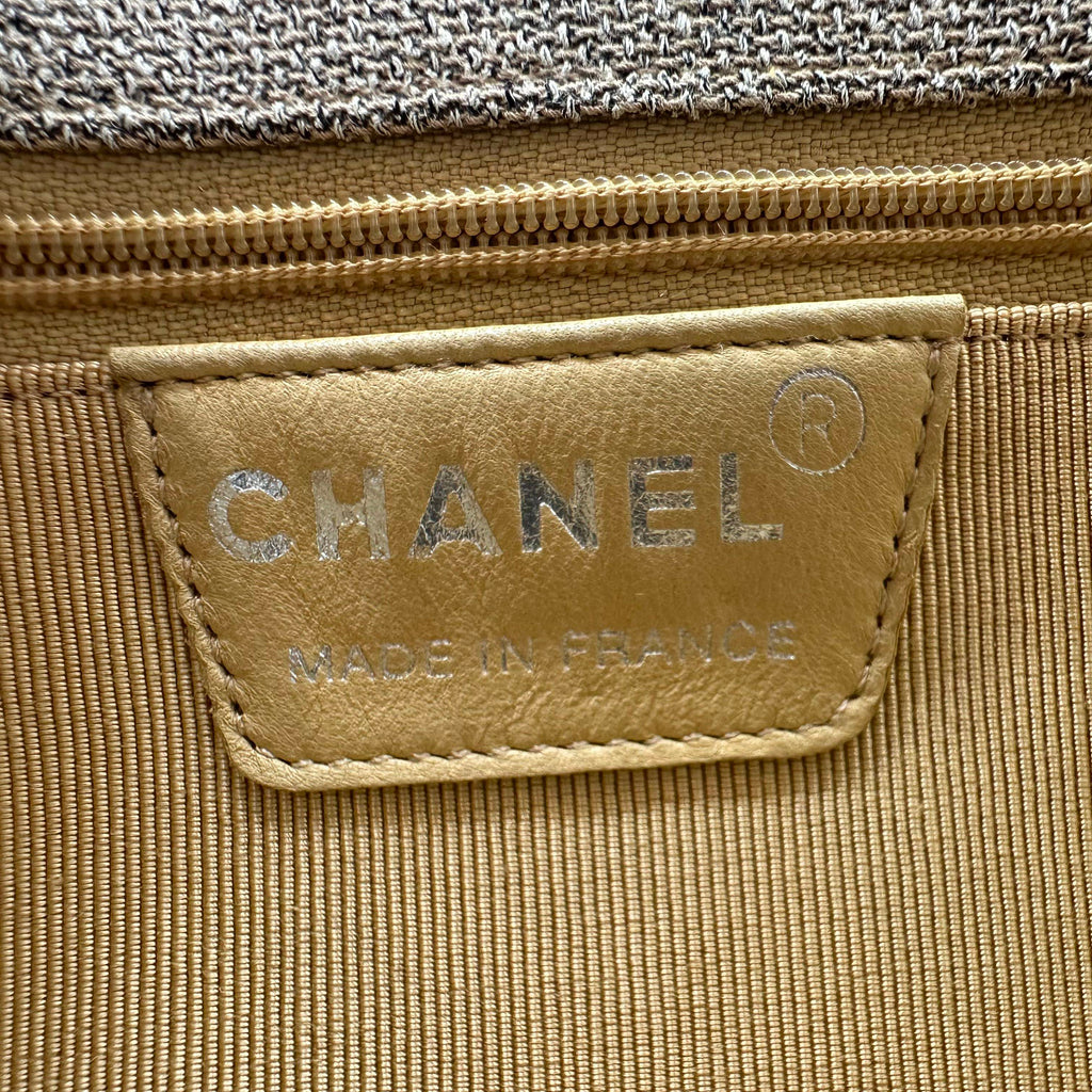 Chanel Mini Canvas Tote Bag Beige Matte Silver Hardware Vintage 5 Series