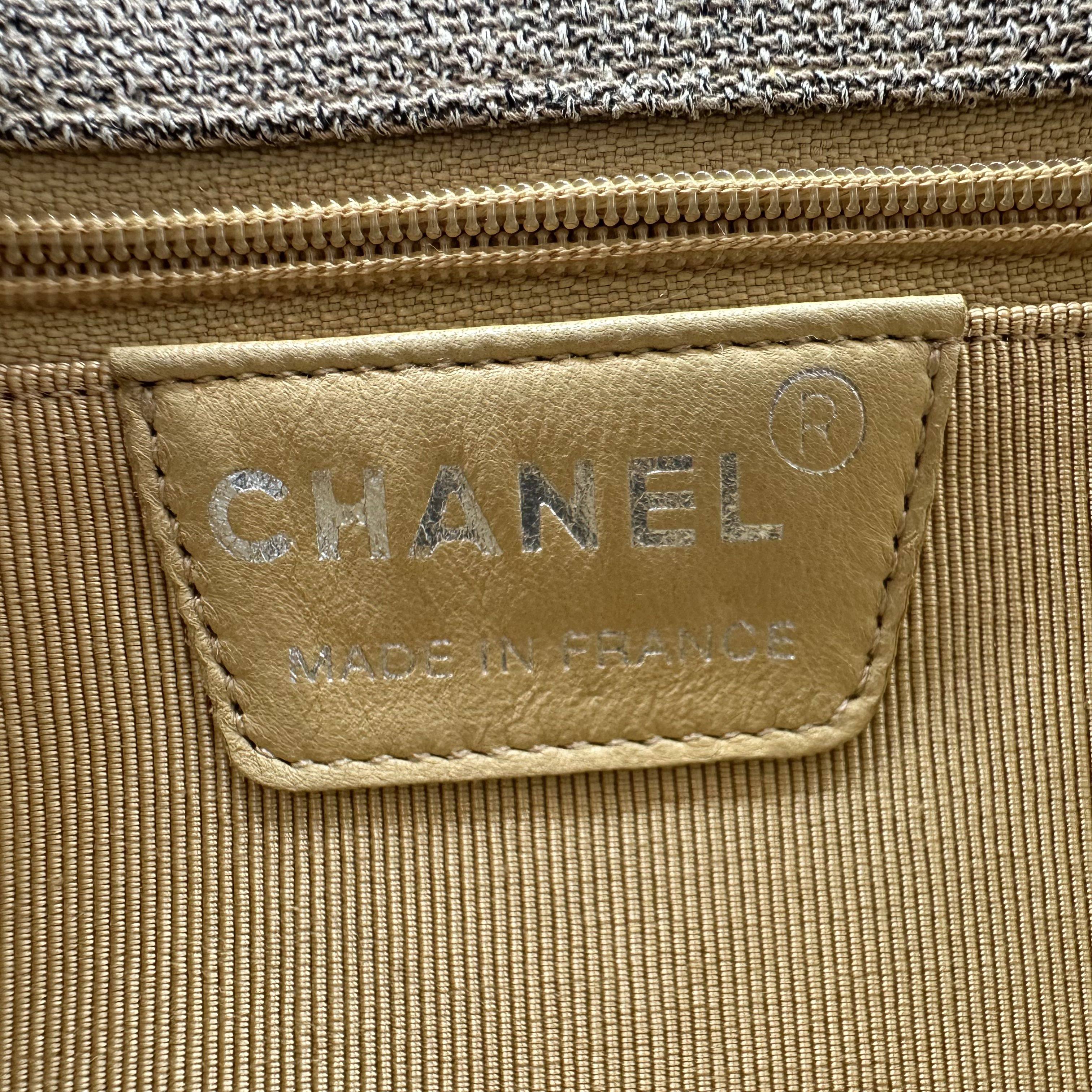 Chanel Mini Canvas Tote Bag Beige Matte Silver Hardware Vintage 5 Series