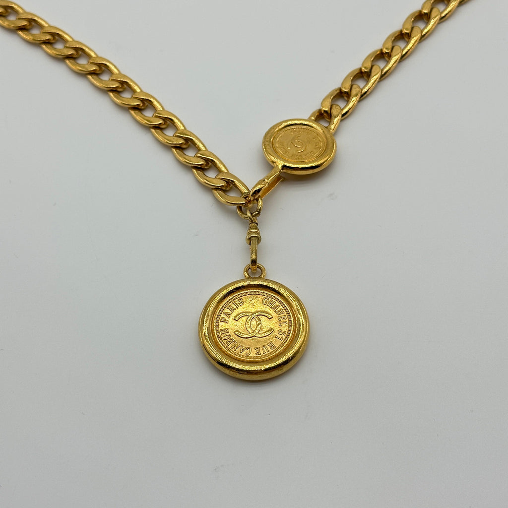 Chanel Gold Chain Coco Mark Coin Charm Belt