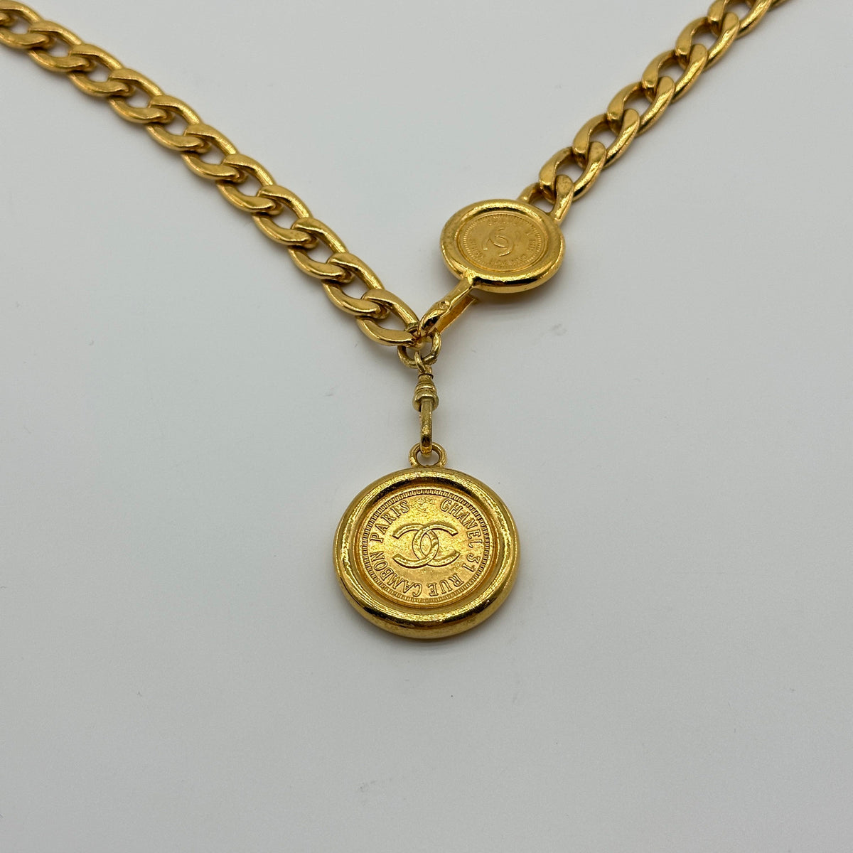 Chanel Gold Chain Coco Mark Coin Charm Belt