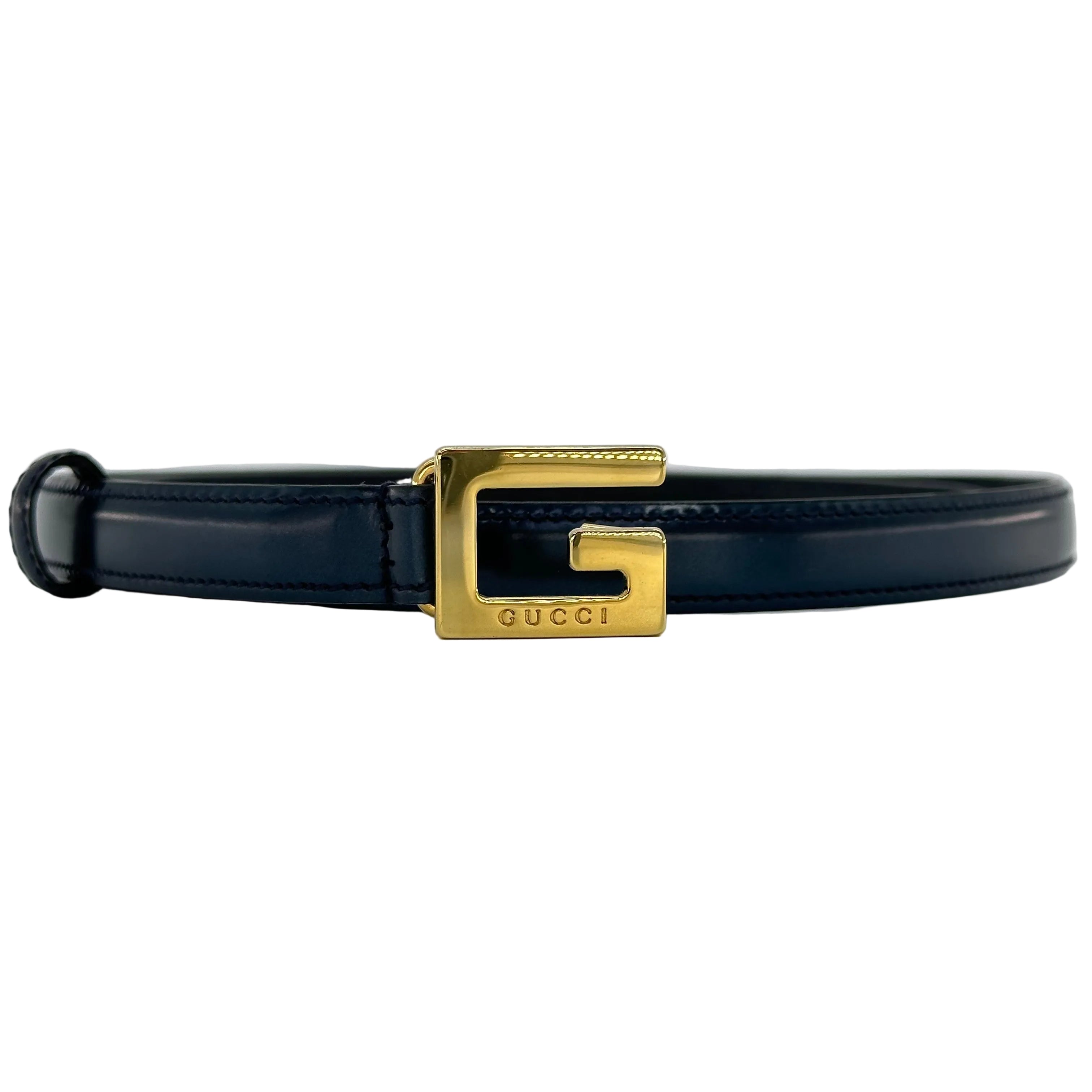 Gucci Square G Logo Leather Belt Gold Buckle Size 75 Classic Belt