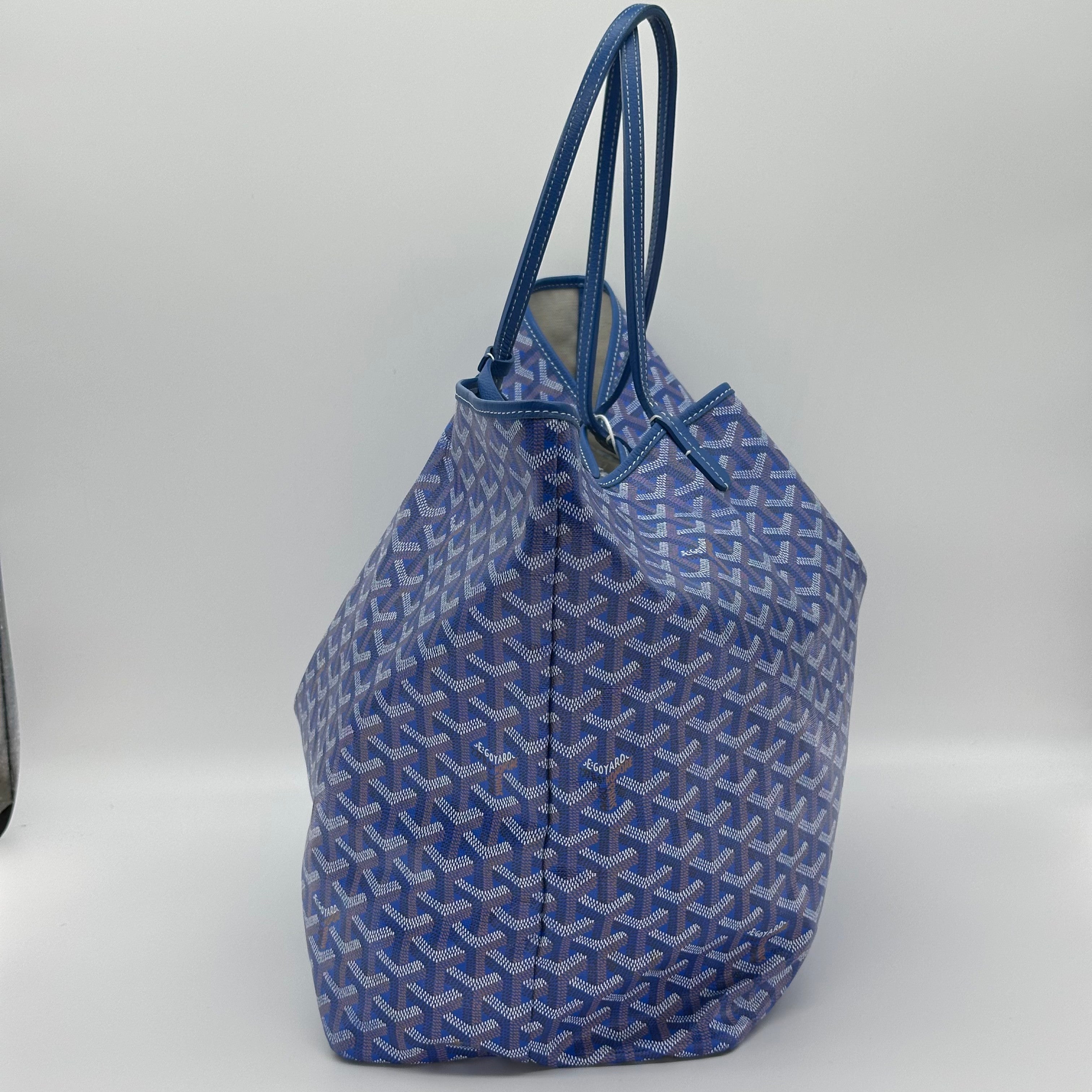 Goyard Saint Louis GM PVC & 가죽 토트백 블루