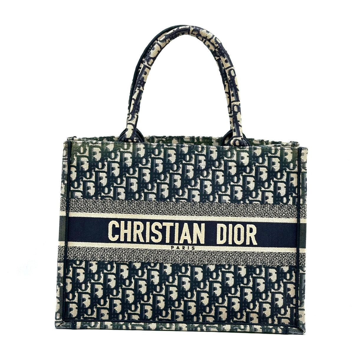 Dior Oblique Canvas Book Tote Medium Navy Tote Bag