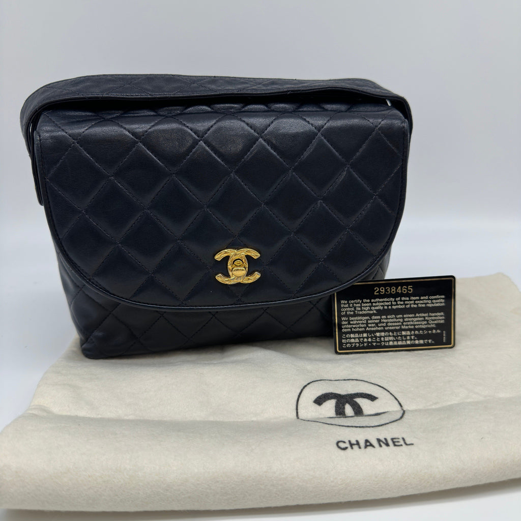 Chanel Quilted Lambskin Vintage Coco Black Shoulder Bag