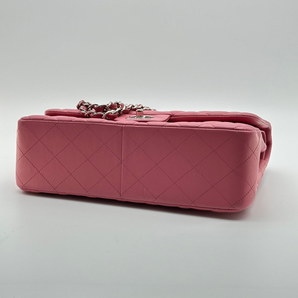 chanel lambskin pink leather classic flap bag  Jumbo Double Flap crossbody