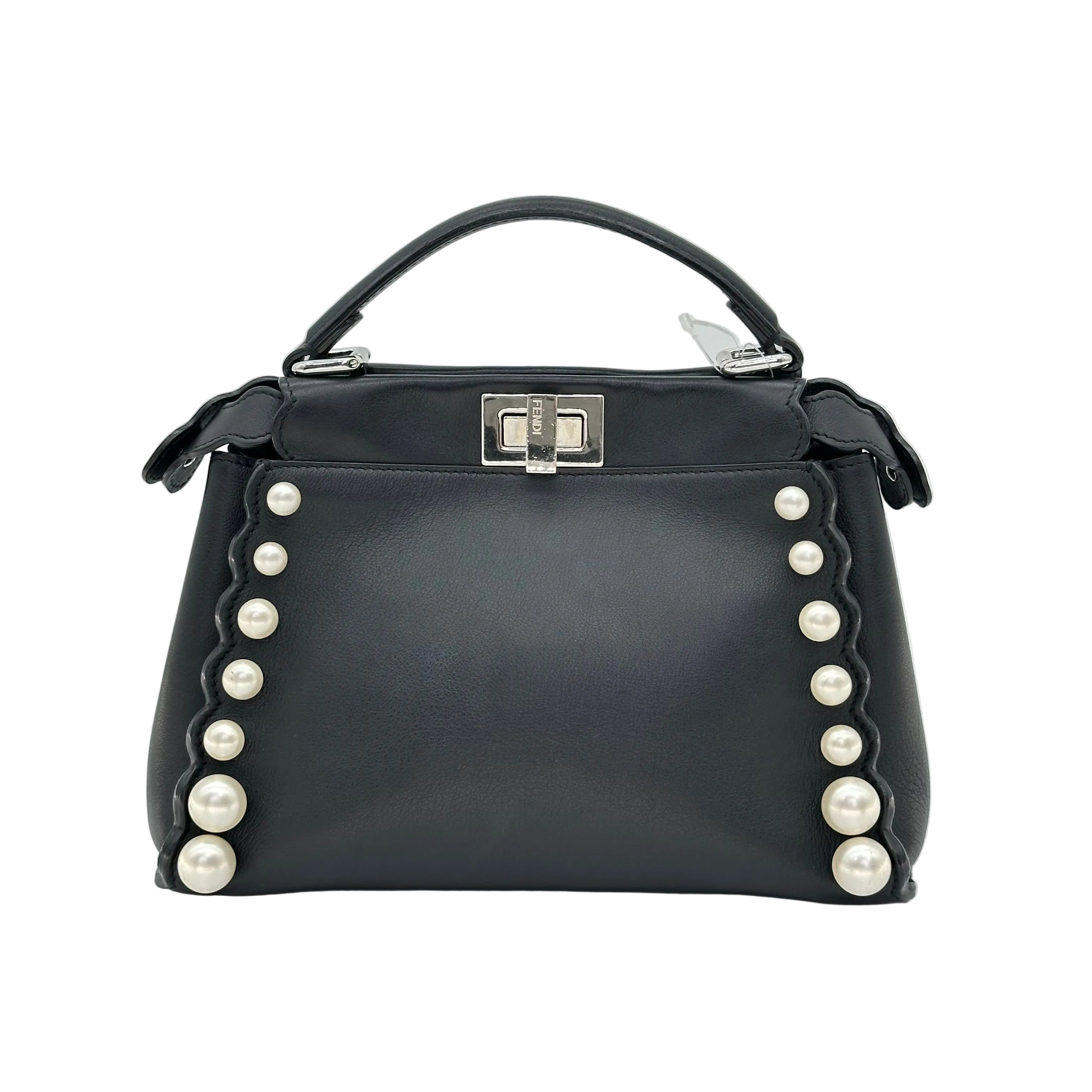 FENDI Peekaboo Handbag Shoulder Bag 2WAY Pearl