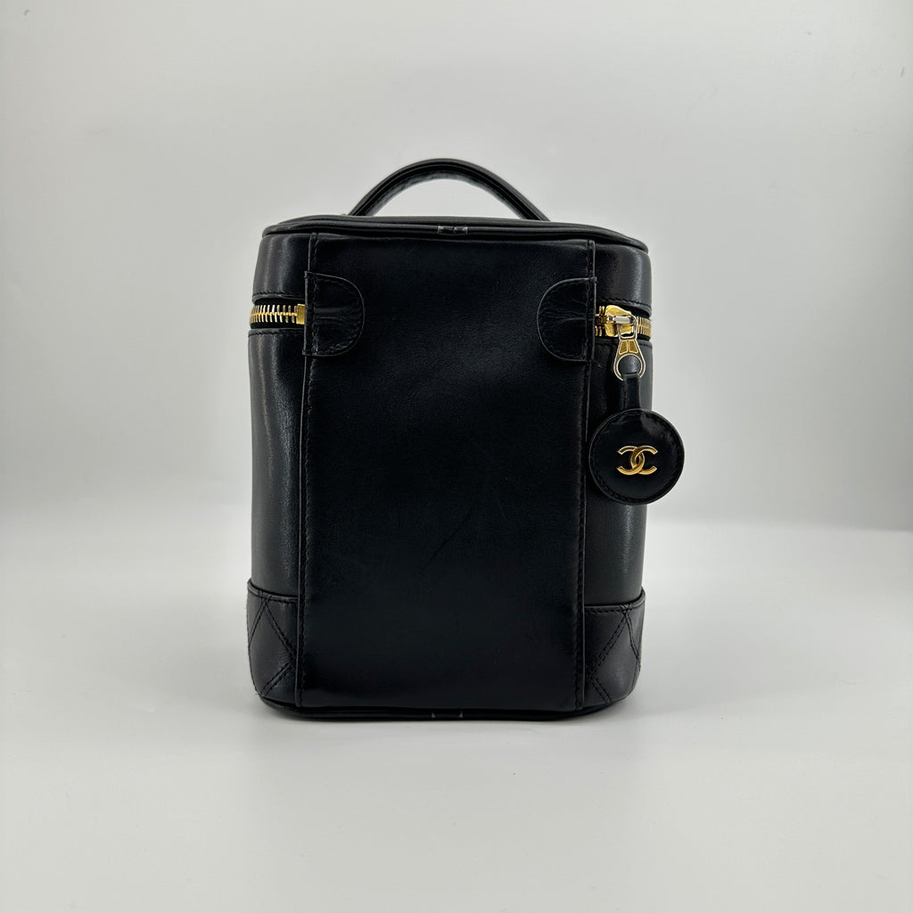 Chanel Bicolore Lambskin Vanity Bag Black Gold Tone Hardware 2XXXXXX