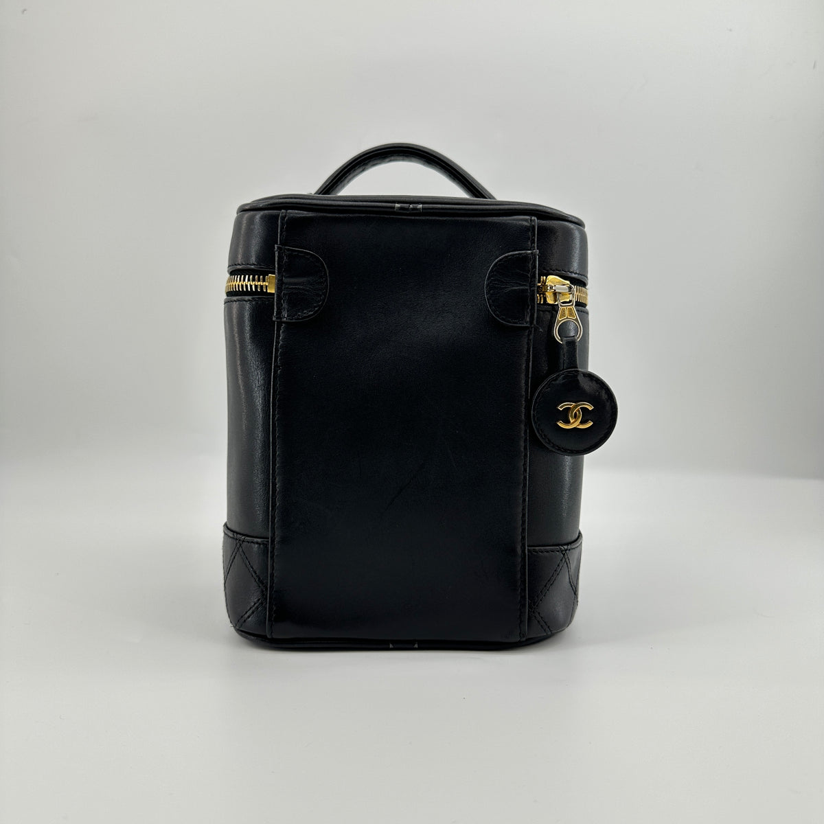 Chanel Bicolore Lambskin Vanity Bag Black Gold Tone Hardware 2XXXXXX