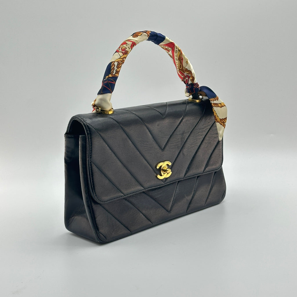 Chanel Quilted Kelly Black Leather Shoulder Bag