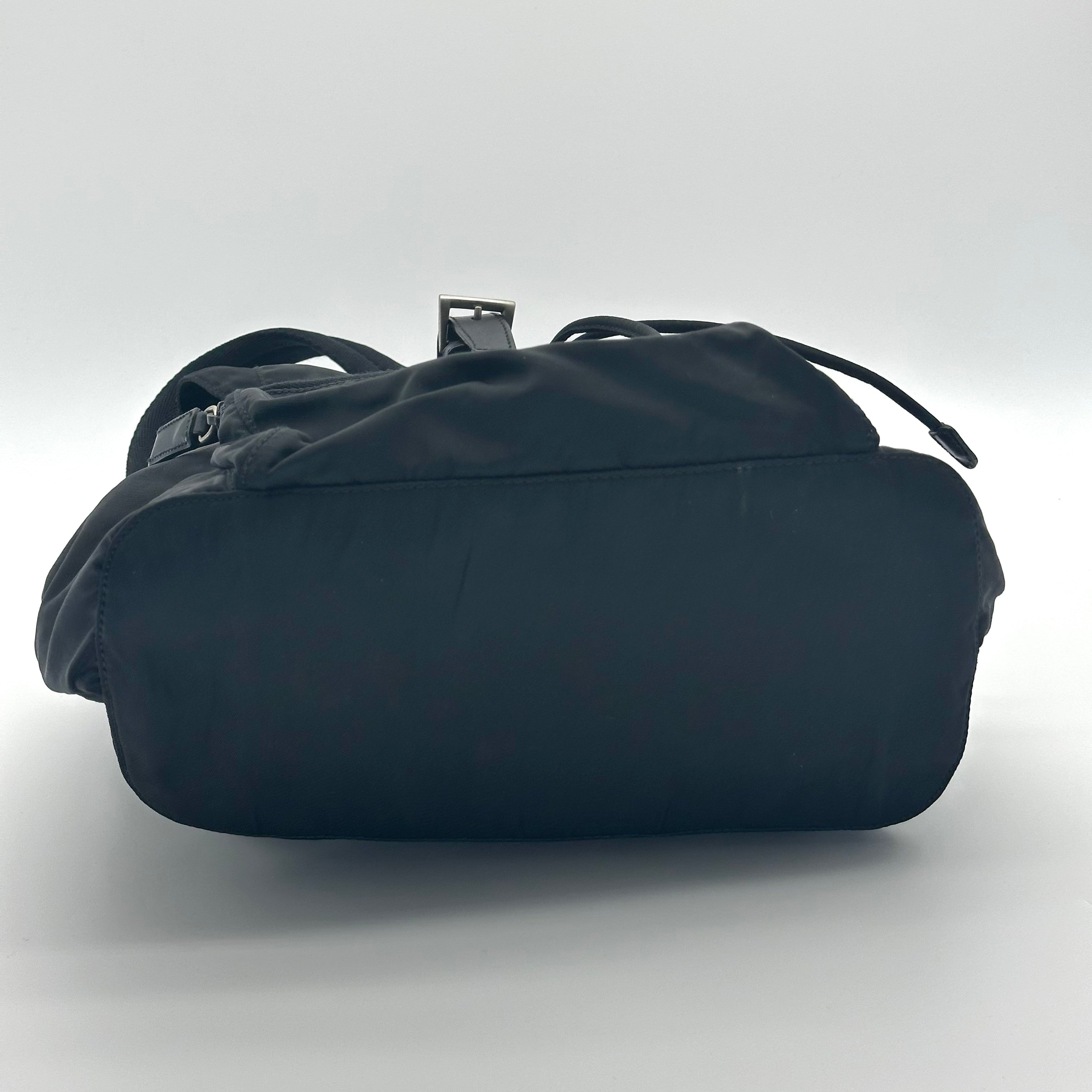 Prada Black Tessuto Nylon Vintage Drawstring Backpack