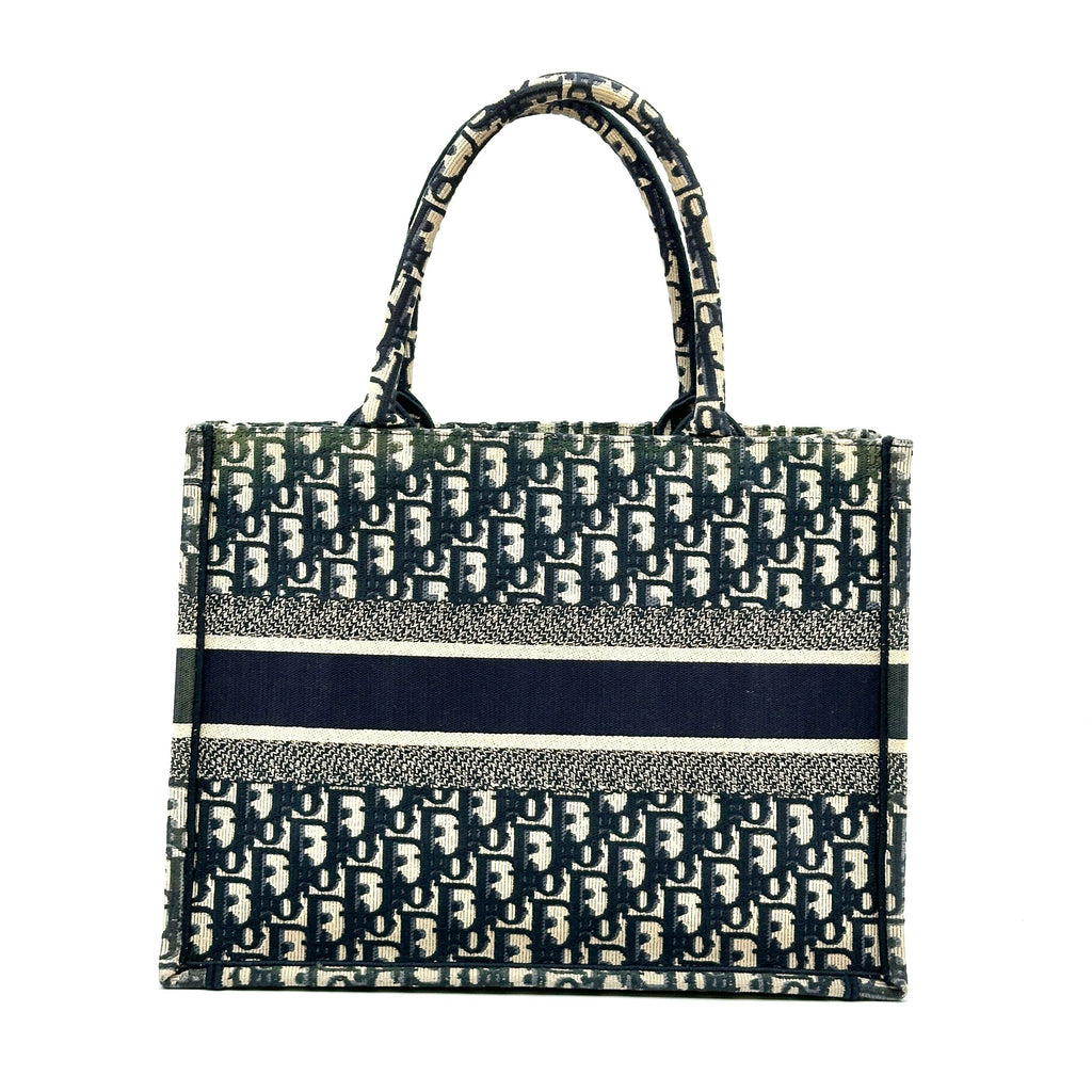 Dior Oblique Canvas Book Tote Medium Navy Tote Bag