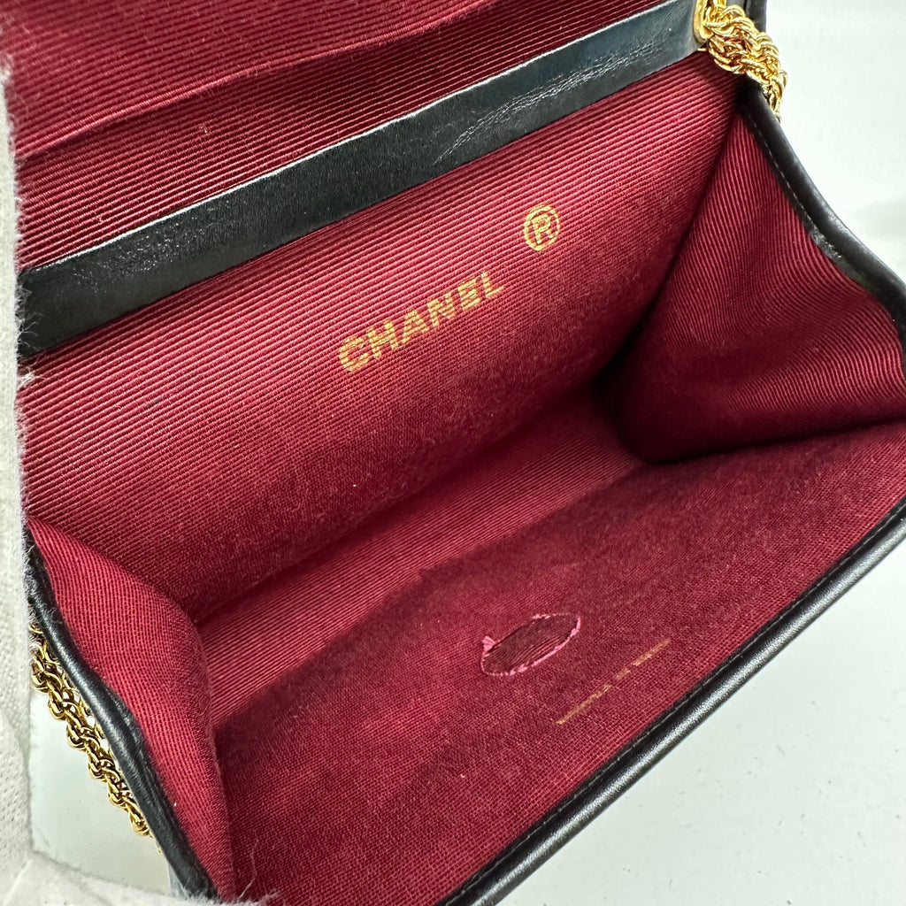 Chanel Coco Mark Black Fabric Chain Shoulder Bag