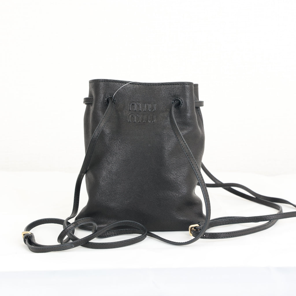 Miu Miu Nappa Leather Mini Bucket Bag Soft Shoulder Bag Crossbody