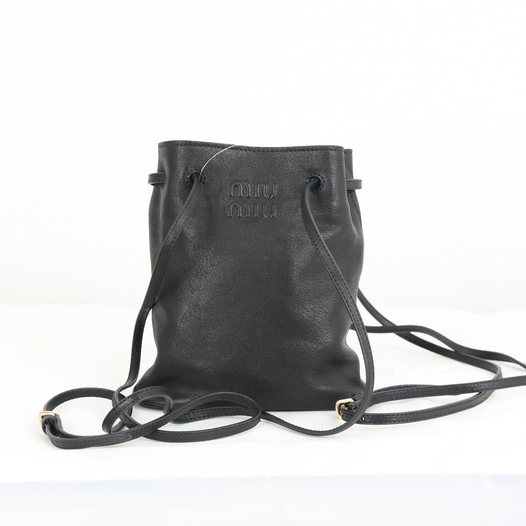Miu Miu Nappa Leather Mini Bucket Bag Soft Shoulder Bag Crossbody