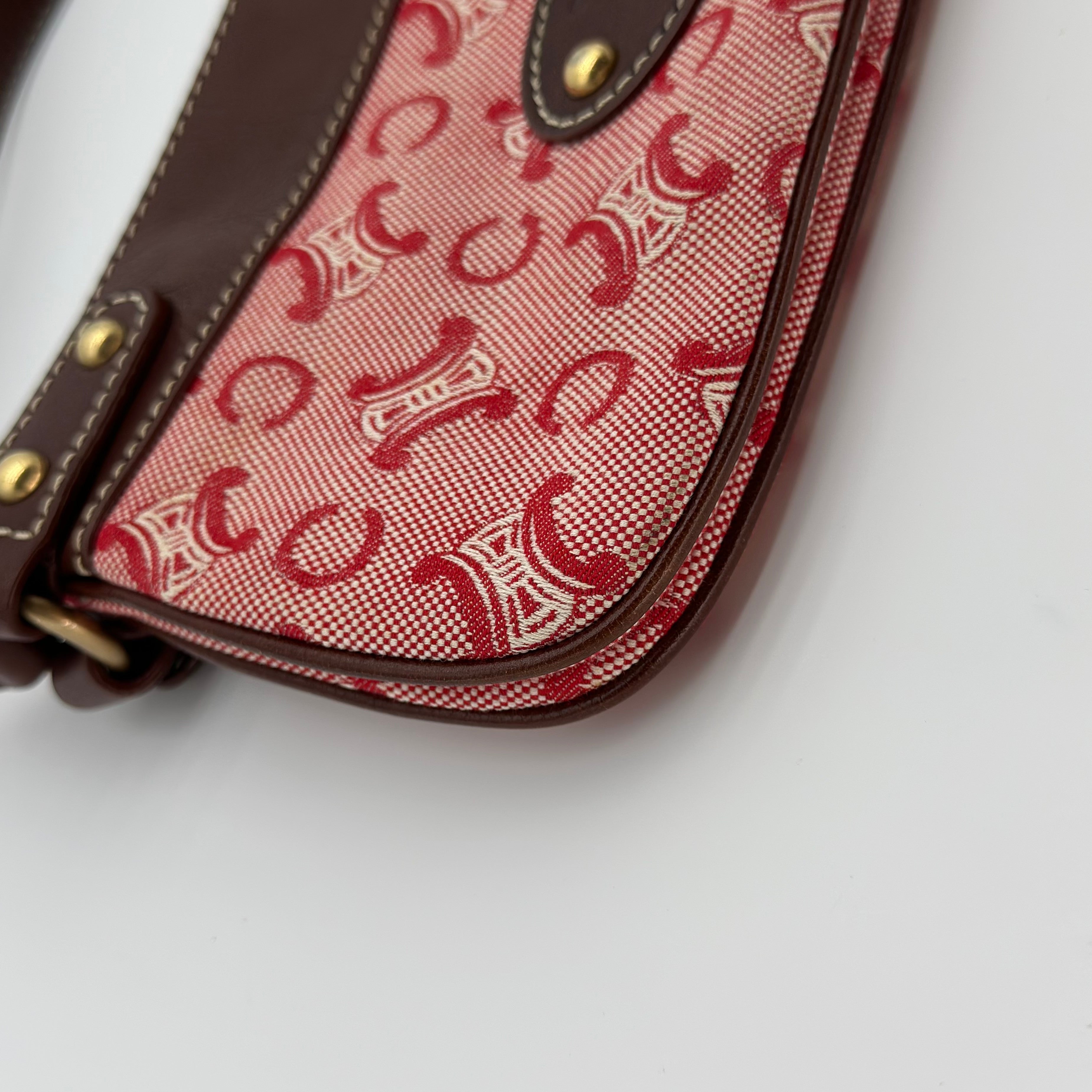 CELINE C Macadam Canvas Shoulder Bag Pink