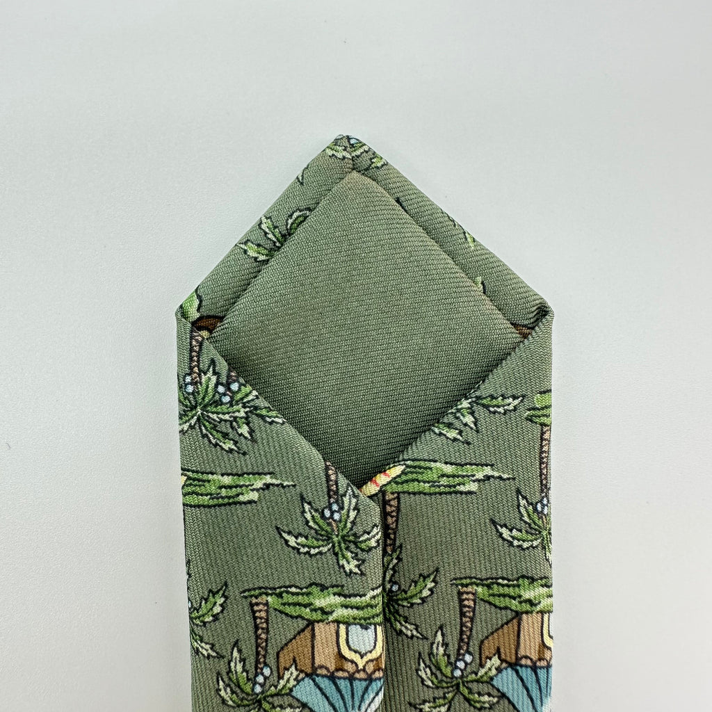 Hermes Coconut Oasis Necktie Green