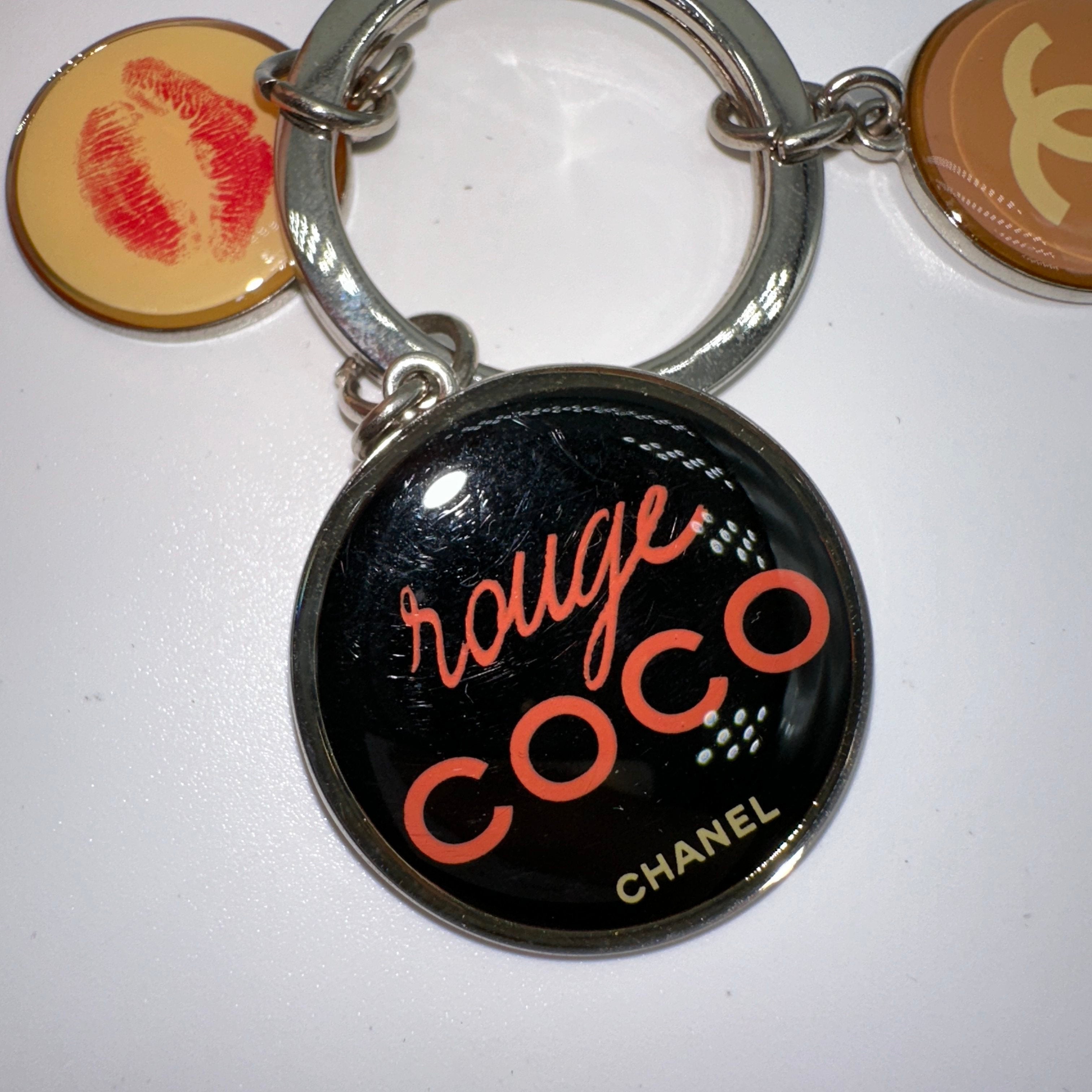 Chanel Silvertone Metal and Resin Rouge Coco Charm Key Chain and Bag Charm